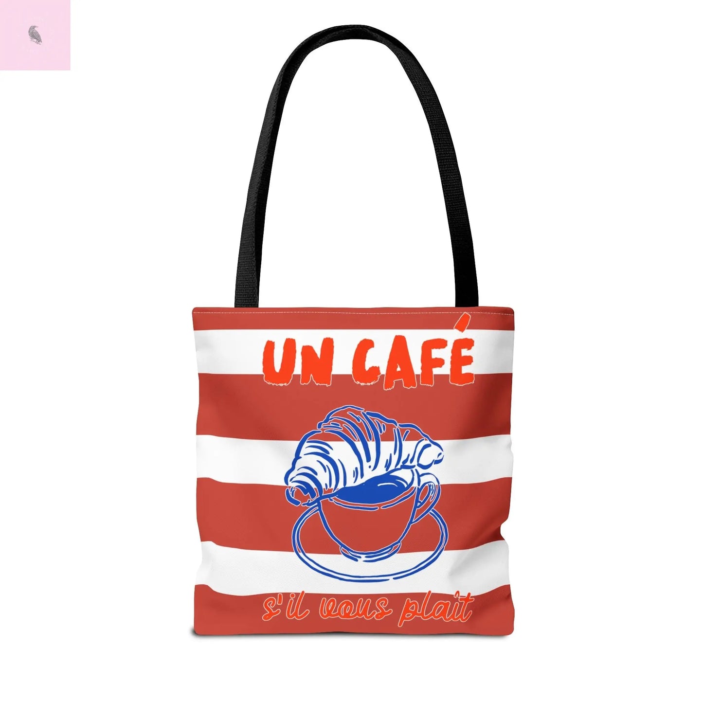 Café Tote Bag, Coffee Lover's bag, Croissant lover, Gift for her, Grocery tote, farmers market , Traveler gift, Artisan Design The flirty crow
