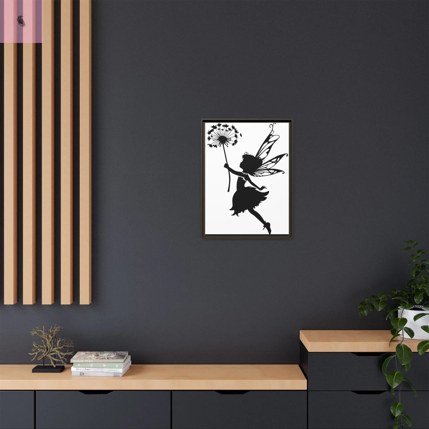 Framed canvas Fairy Silhouette Wall Art, Fairy lover Home Decor, Whimsical Framed Canvas, Fairy Gift, Kids Room Decoration, Nursery Art The flirty crow