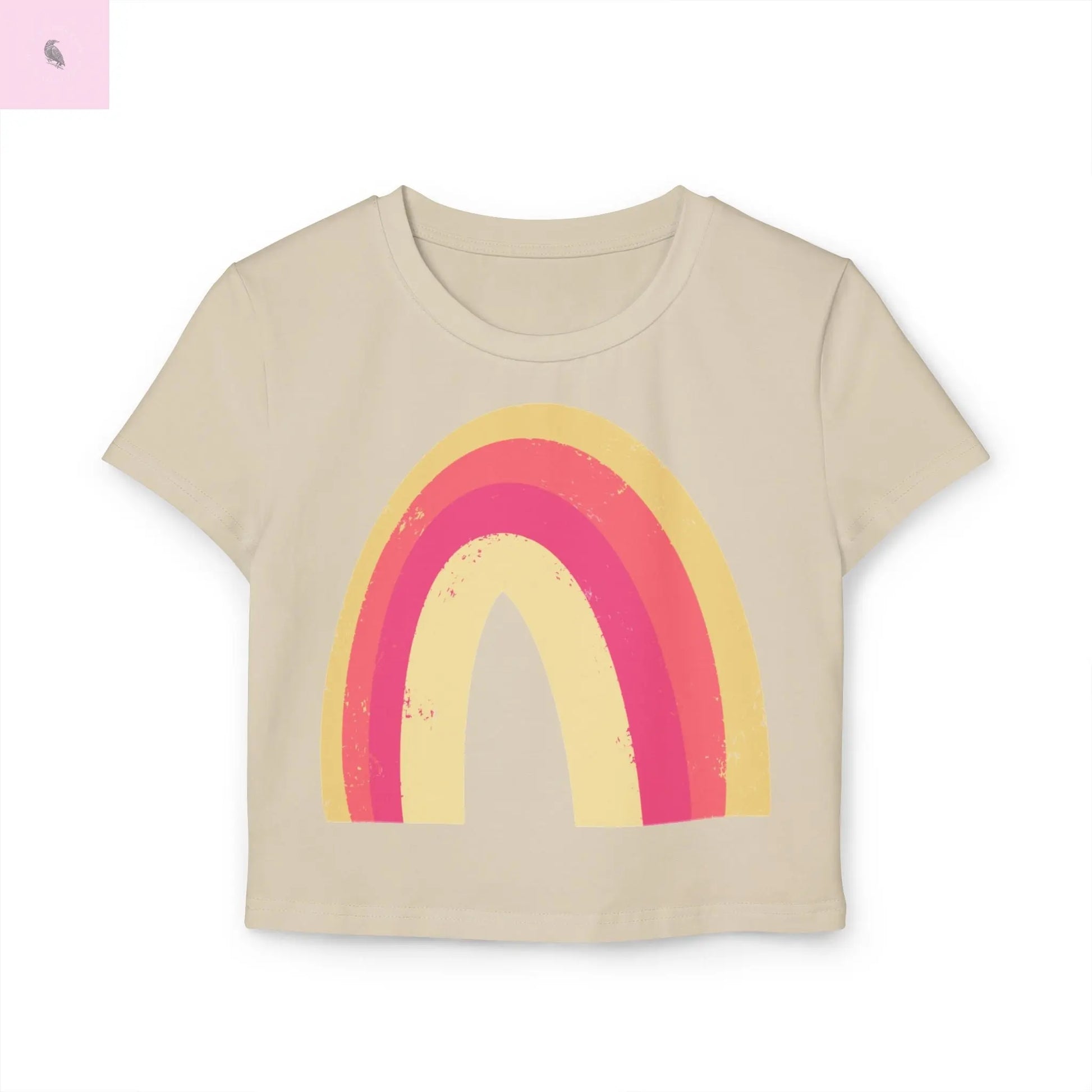 Rainbow Graphic Women's Baby Tee – Cute Casual Wear for Spring & Summer The flirty crow