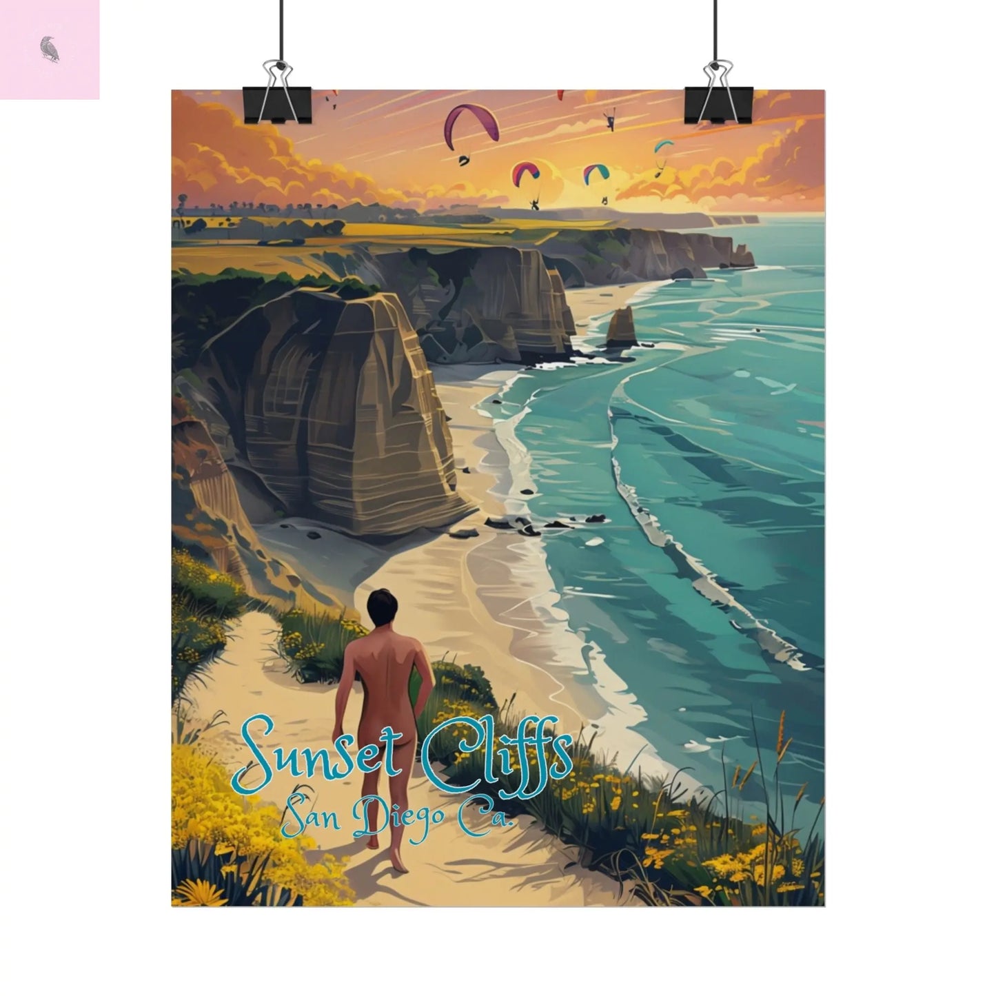 Sunset Cliffs Rolled Poster, Scenic Art Print, San Diego Beach Decor, Coastal Wall Art, Gift for Beach Lovers, Home Decoration Printify
