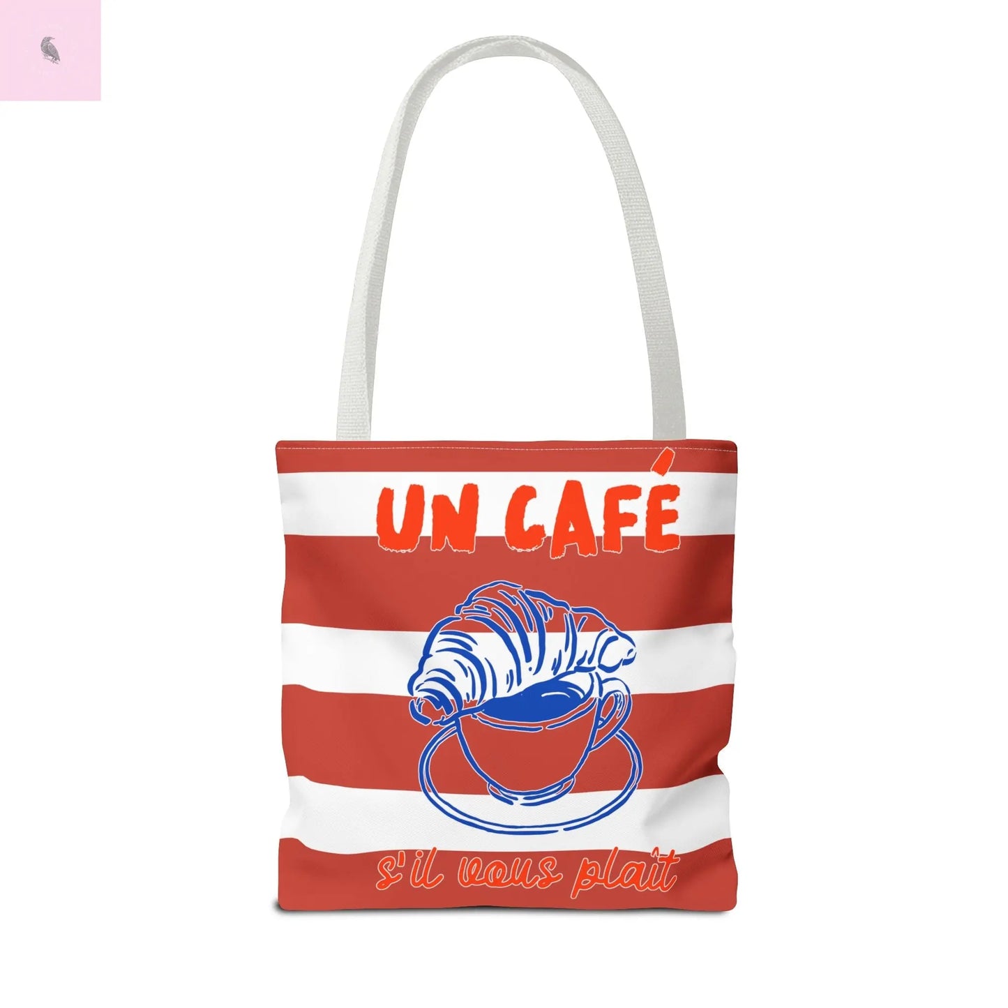 Café Tote Bag, Coffee Lover's bag, Croissant lover, Gift for her, Grocery tote, farmers market , Traveler gift, Artisan Design The flirty crow