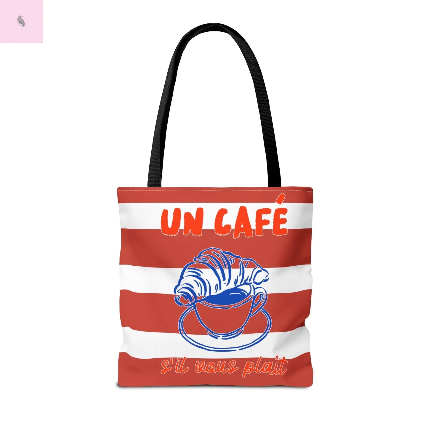 Café Tote Bag, Coffee Lover's bag, Croissant lover, Gift for her, Grocery tote, farmers market , Traveler gift, Artisan Design The flirty crow