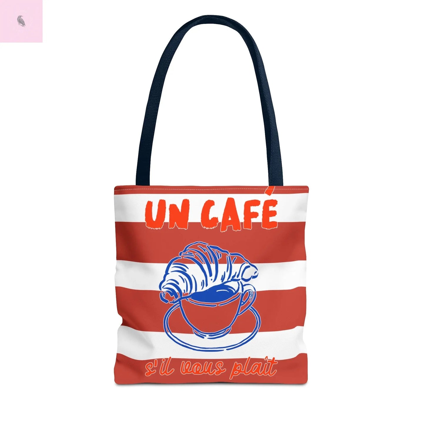 Café Tote Bag, Coffee Lover's bag, Croissant lover, Gift for her, Grocery tote, farmers market , Traveler gift, Artisan Design The flirty crow