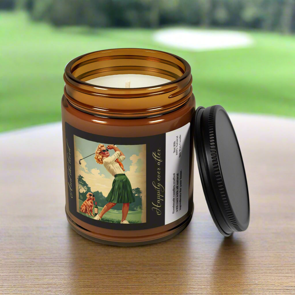Soy Candle - Female Golf Enthusiast Retro Design The flirty crow