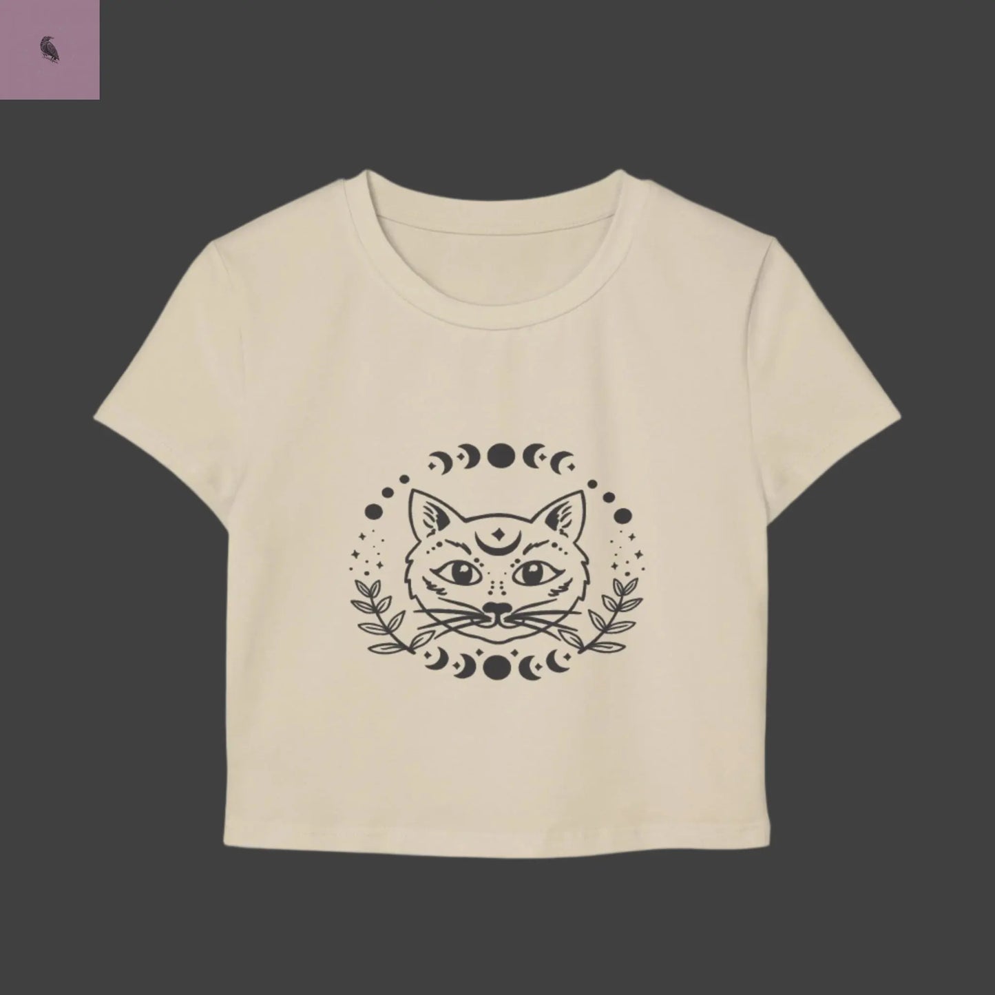 Mystical Cat Women's Baby Tee - Lunar Phases Design The flirty crow