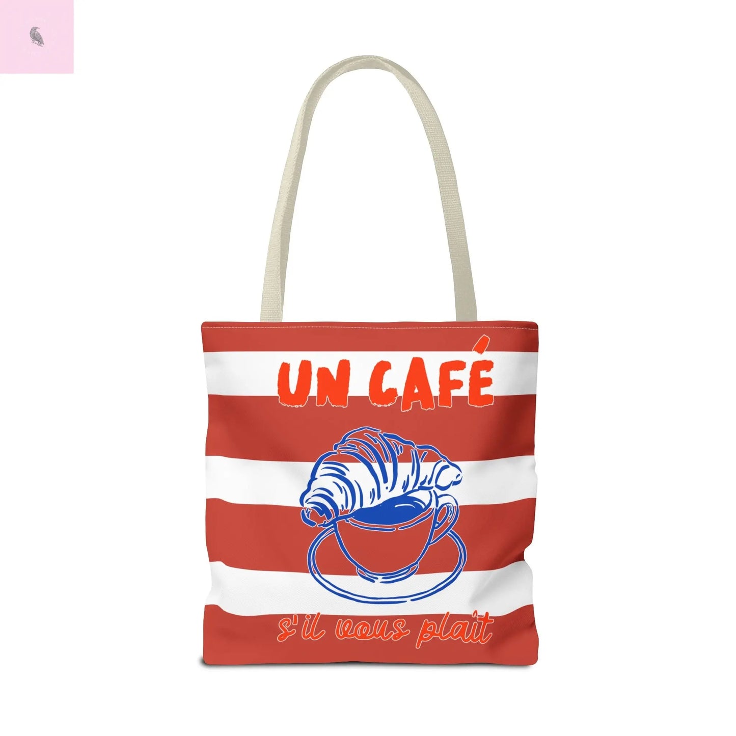 Café Tote Bag, Coffee Lover's bag, Croissant lover, Gift for her, Grocery tote, farmers market , Traveler gift, Artisan Design The flirty crow