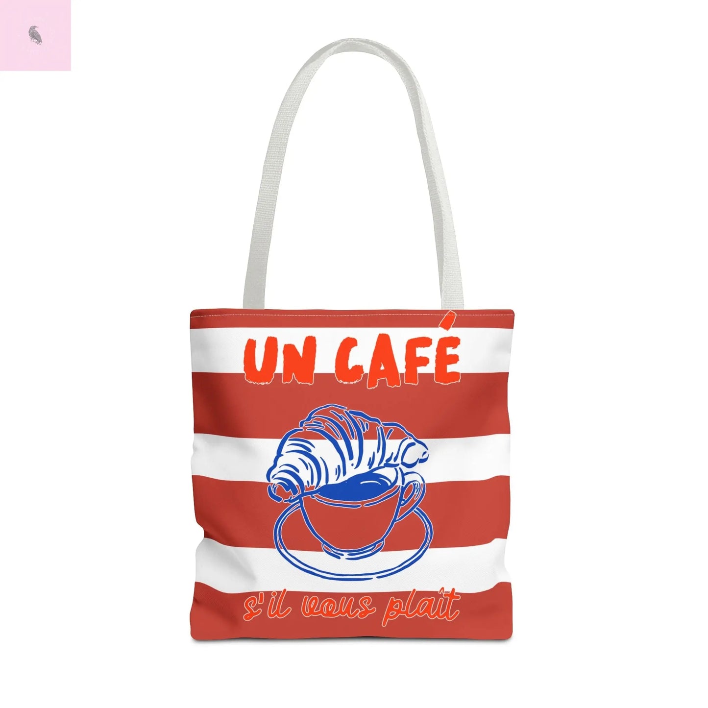 Café Tote Bag, Coffee Lover's bag, Croissant lover, Gift for her, Grocery tote, farmers market , Traveler gift, Artisan Design The flirty crow