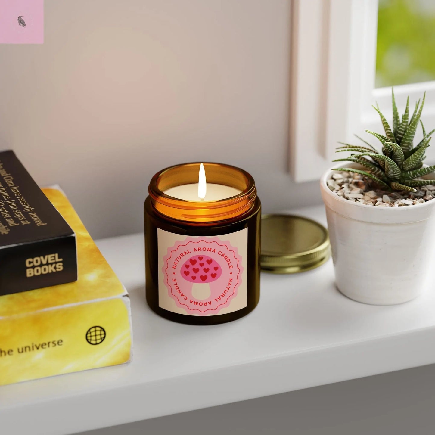 Mushroom retro Scented Candles, Coconut Apricot Wax (4oz, 9oz) the flirty crow