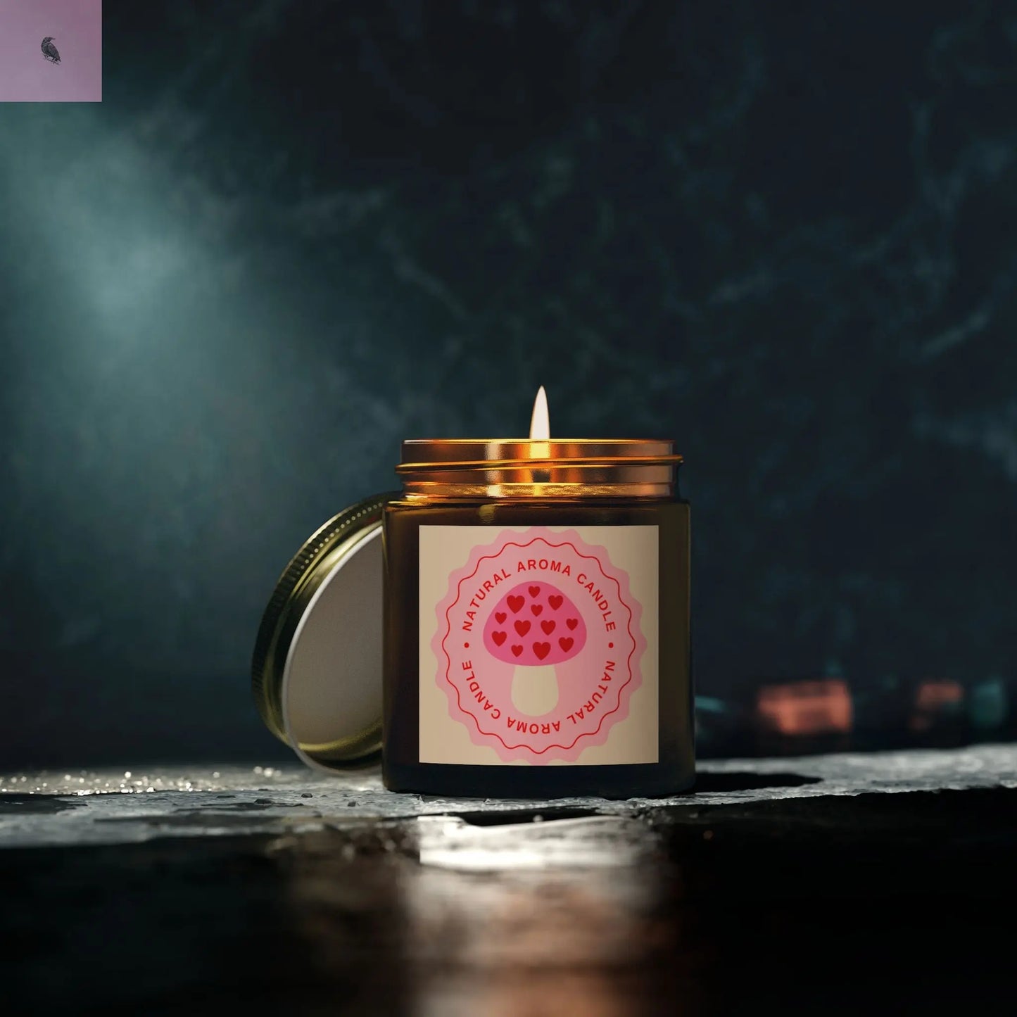 Mushroom retro Scented Candles, Coconut Apricot Wax (4oz, 9oz) the flirty crow