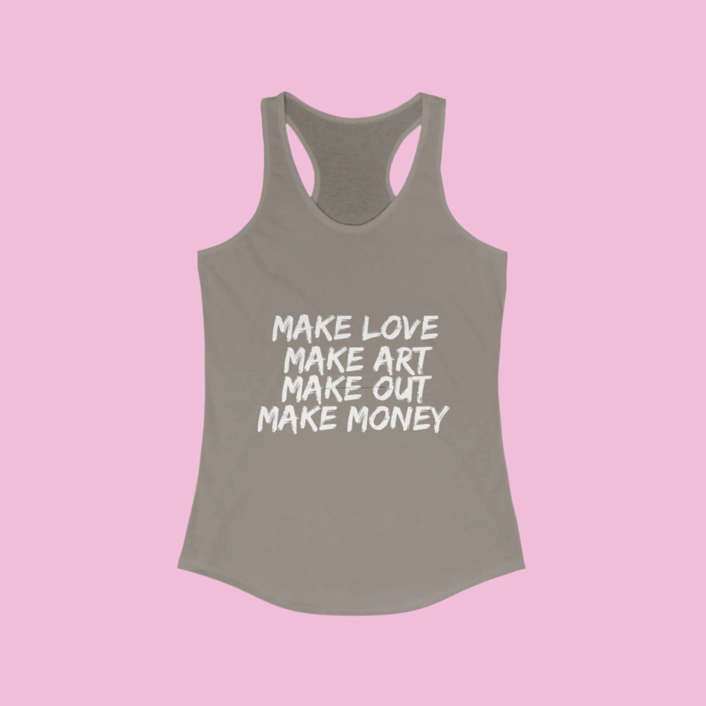 Women's Graphic Tank - Make Love Make Art Design Printify