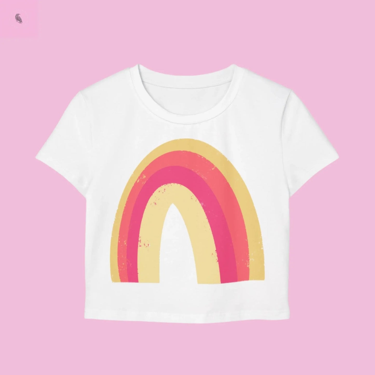 Rainbow Graphic Women's Baby Tee – Cute Casual Wear for Spring & Summer The flirty crow