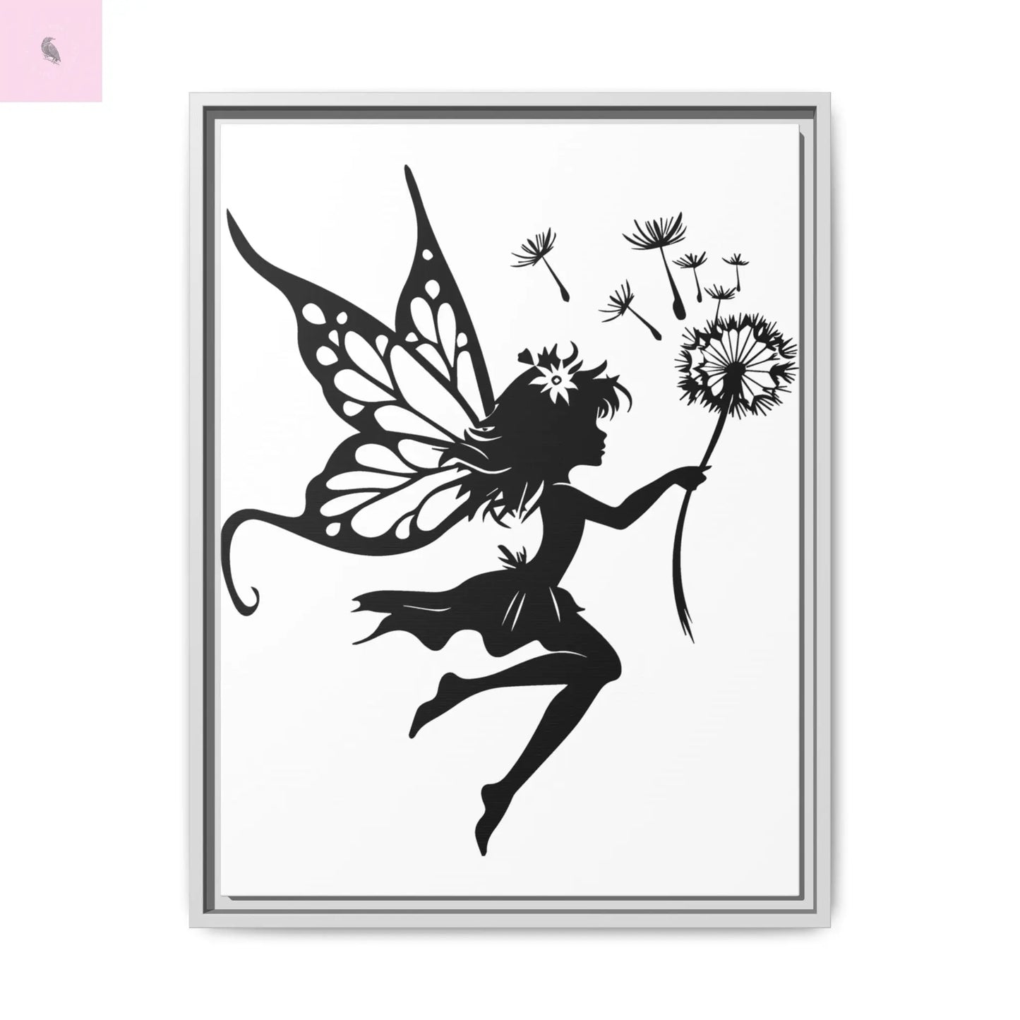 Framed Canvas Fairy Art, whimsical wall decor, nursery room art, gift for her The flirty crow