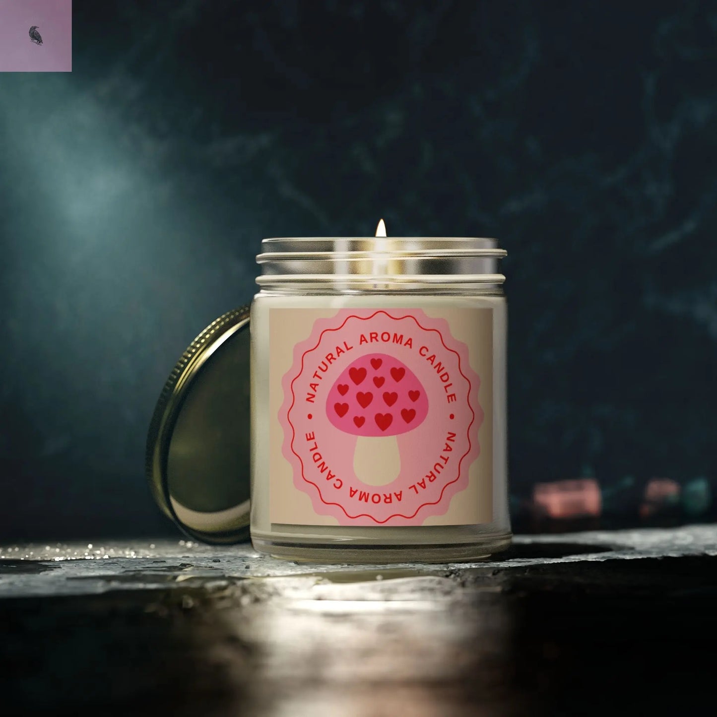 Mushroom retro Scented Candles, Coconut Apricot Wax (4oz, 9oz) the flirty crow