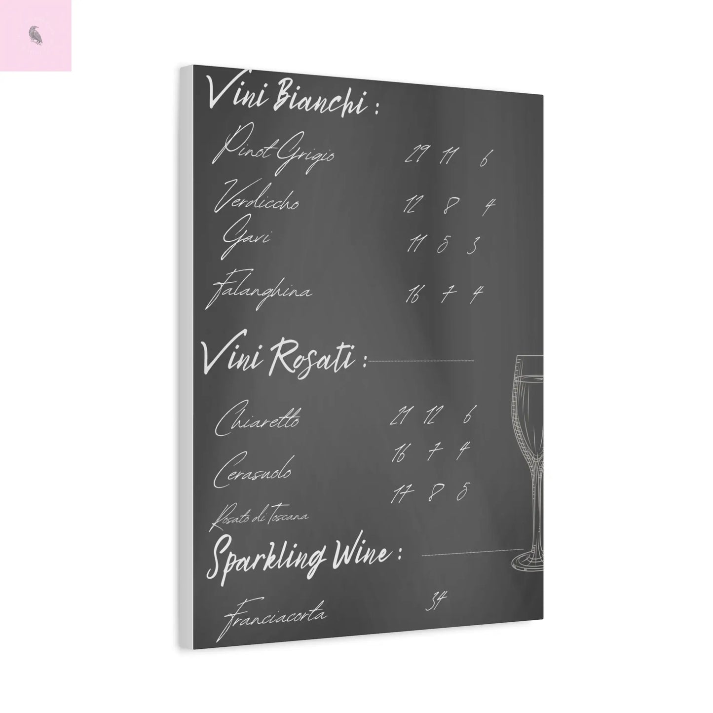 Chalkboard Wine Menu, Italian wine Canvas Art, Bar Decor, Wine List Wall Art, Kitchen Decor, Wine Lover Gift, Italian wine lover Printify