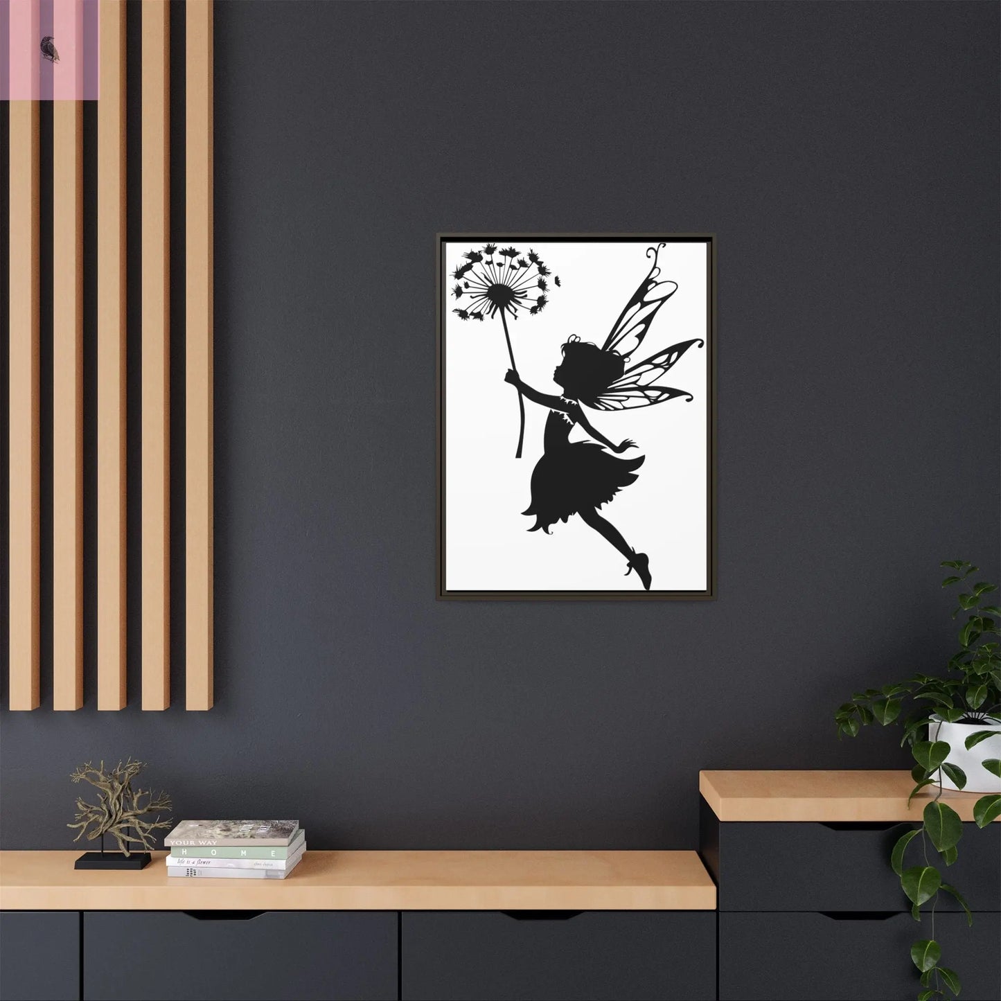 Framed canvas Fairy Silhouette Wall Art, Fairy lover Home Decor, Whimsical Framed Canvas, Fairy Gift, Kids Room Decoration, Nursery Art The flirty crow