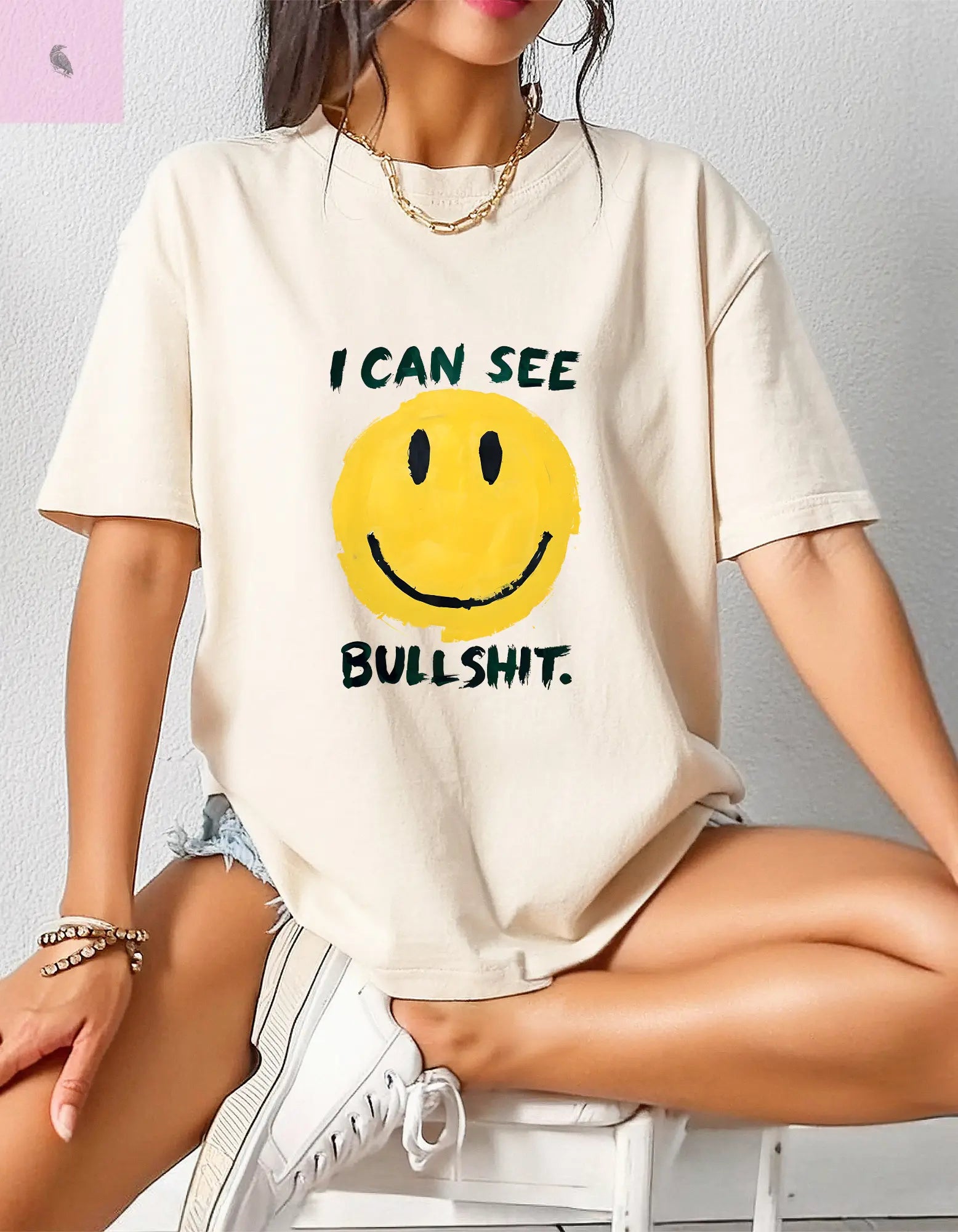 Funny Smiling Through the BS Unisex Tee - The flirty crow