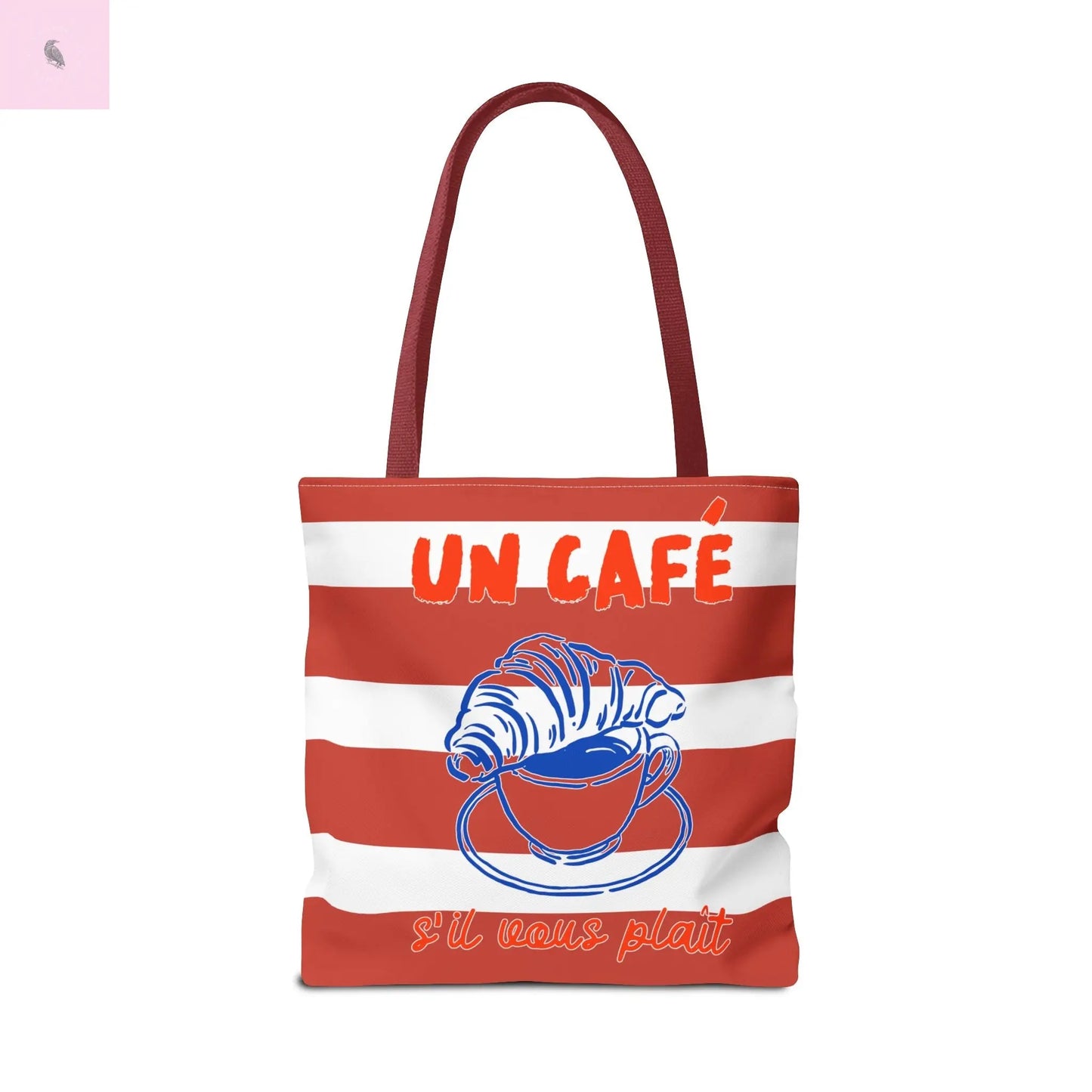Café Tote Bag, Coffee Lover's bag, Croissant lover, Gift for her, Grocery tote, farmers market , Traveler gift, Artisan Design The flirty crow