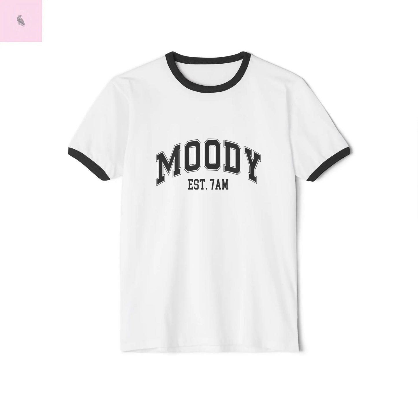 Moody Unisex Cotton Ringer T-Shirt - Fun Casual Wear for Every Mood The flirty crow