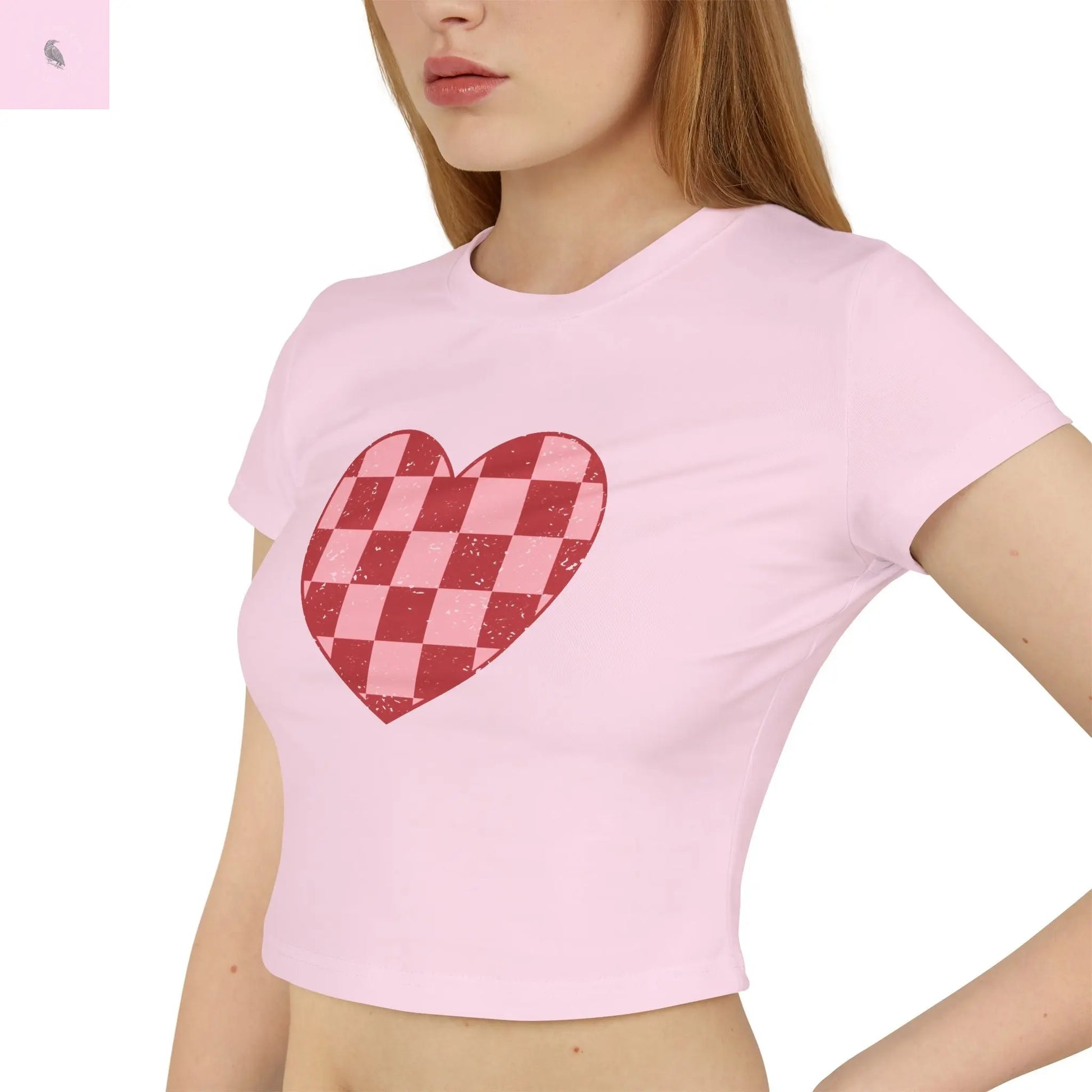 Checkered Heart Women's Baby Tee - Cute & Casual Love Shirt The flirty crow
