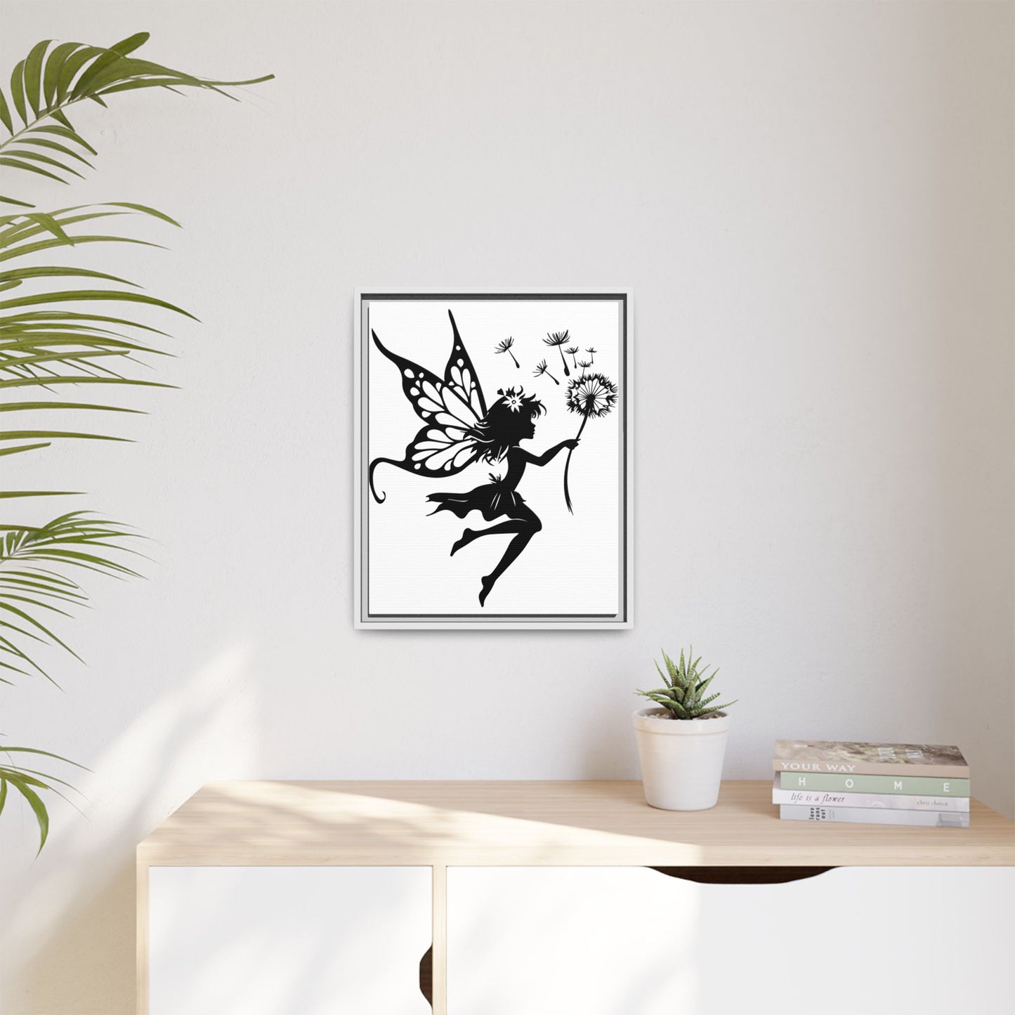 Framed Canvas Fairy Art, whimsical wall decor, nursery room art, gift for her - The flirty crow