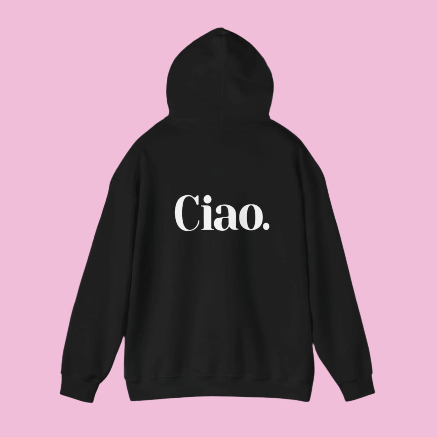 Chic Ciao Hooded Sweatshirt - Unisex Heavy Blend™ - Cozy Casual Wear The flirty crow