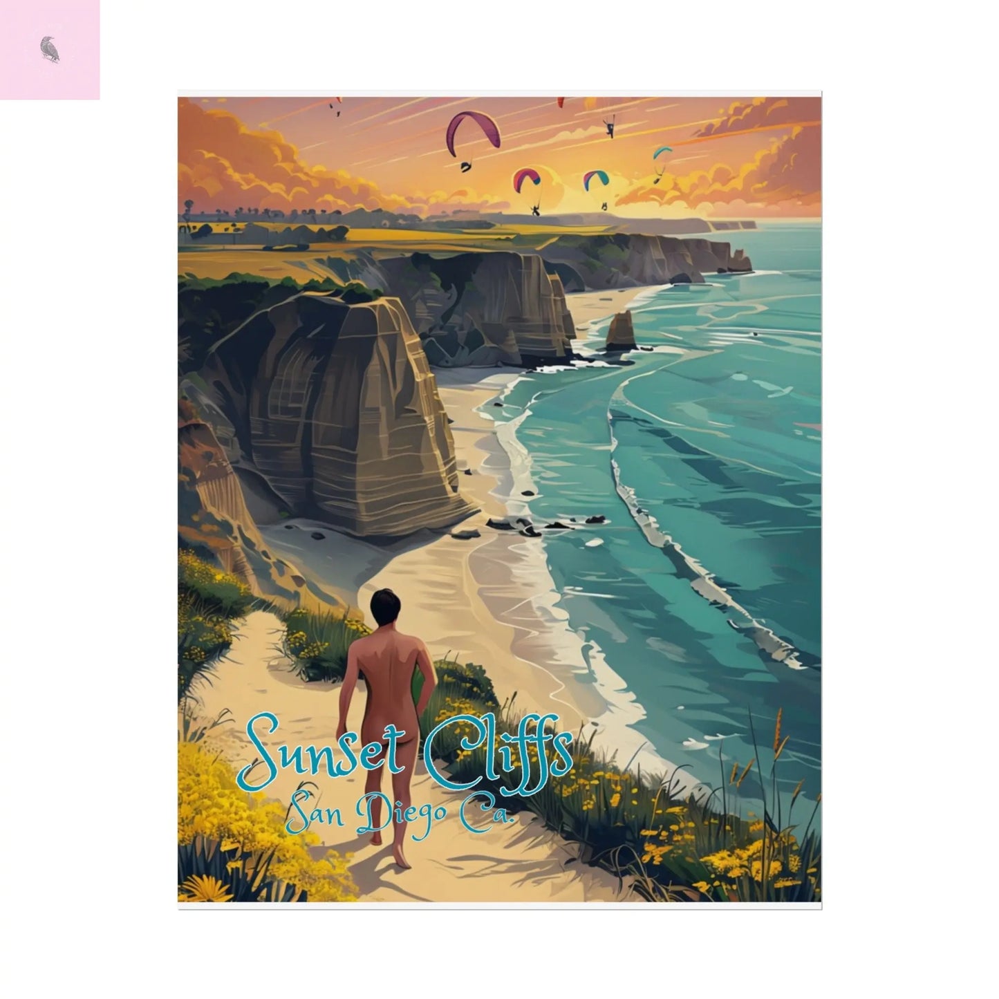 Sunset Cliffs Rolled Poster, Scenic Art Print, San Diego Beach Decor, Coastal Wall Art, Gift for Beach Lovers, Home Decoration Printify