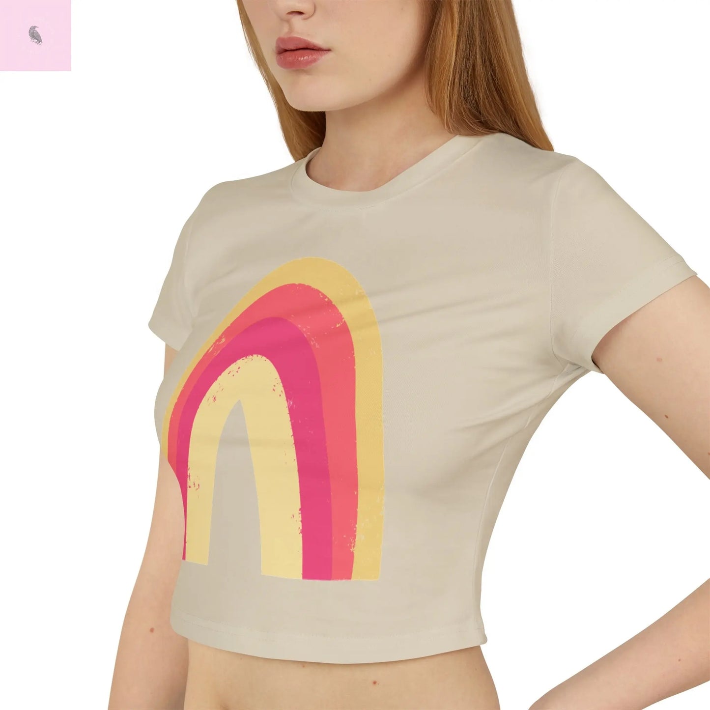 Rainbow Graphic Women's Baby Tee – Cute Casual Wear for Spring & Summer The flirty crow
