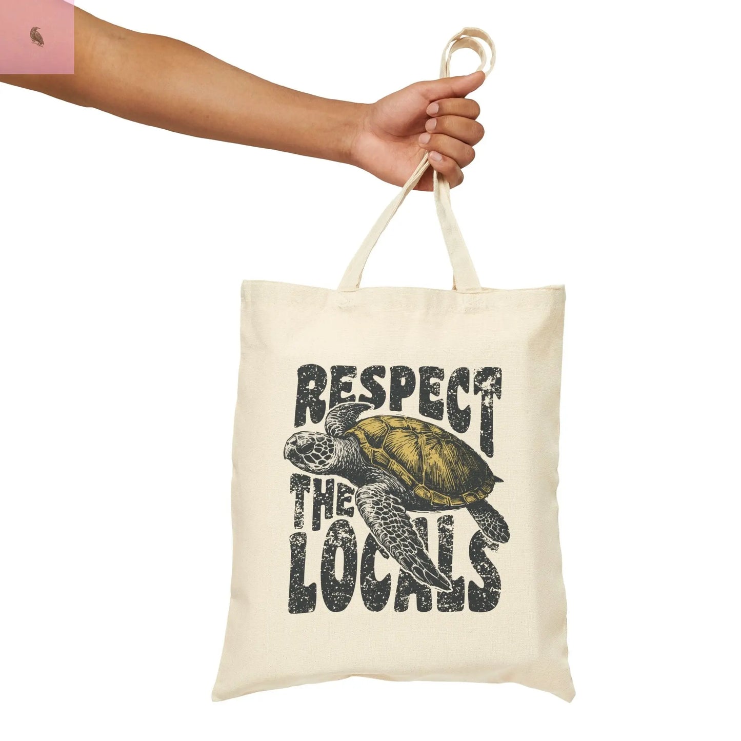 Cotton Canvas Tote Bag Respect the locals the flirty crow