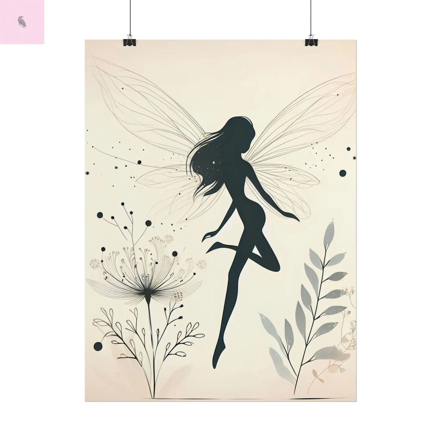Elegant Fairy Silhouette Rolled Poster - Enchanting Wall Art for Home Decor - The flirty crow