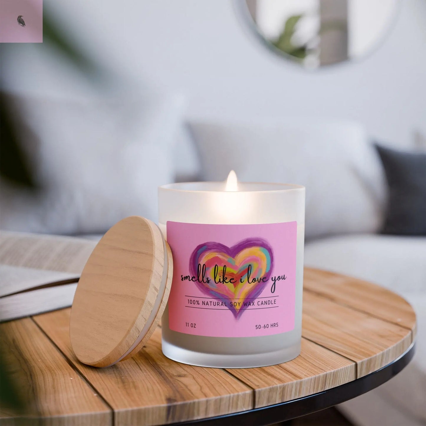Hand Painted Heart Frosted Glass Candle, 11oz the flirty crow