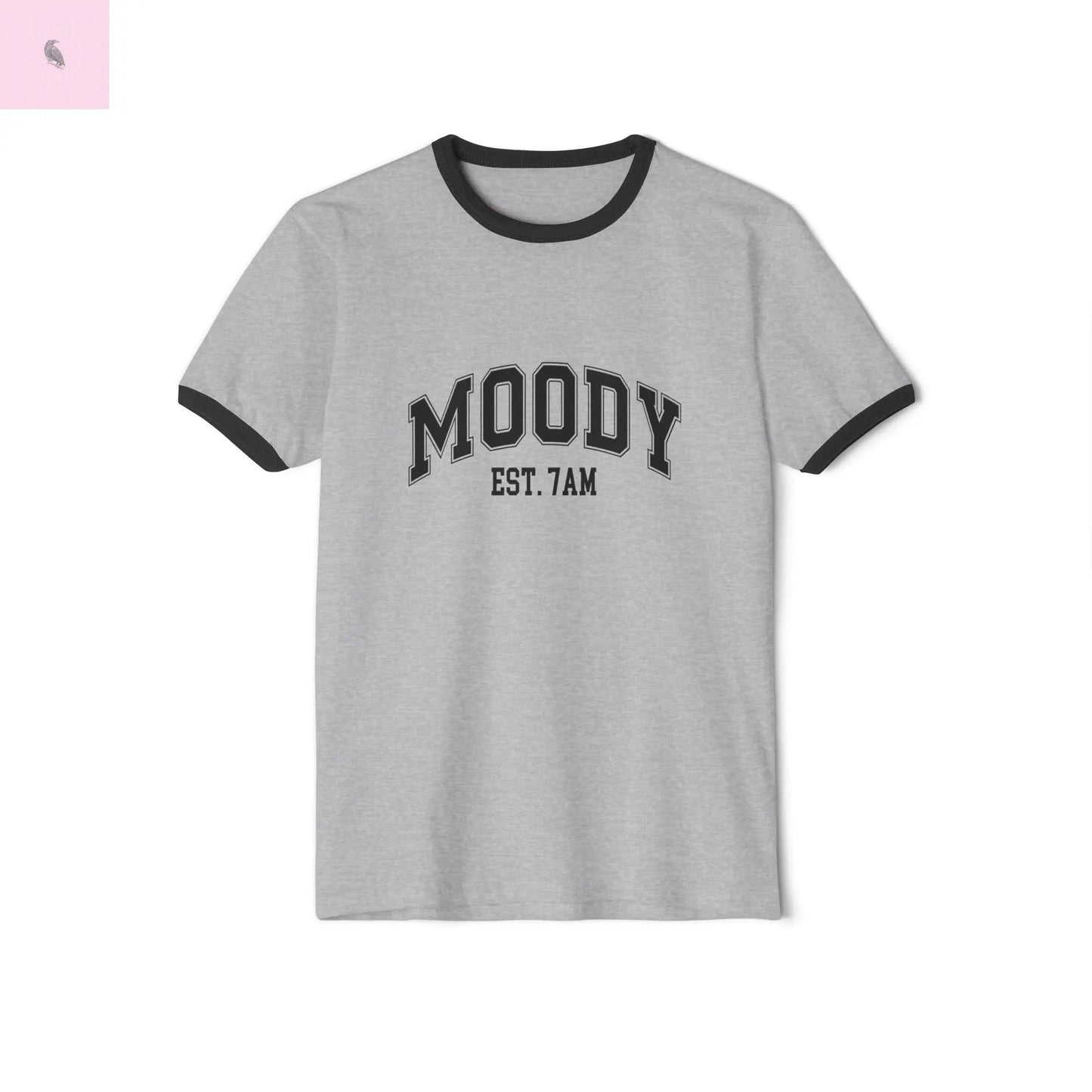 Moody Unisex Cotton Ringer T-Shirt - Fun Casual Wear for Every Mood The flirty crow