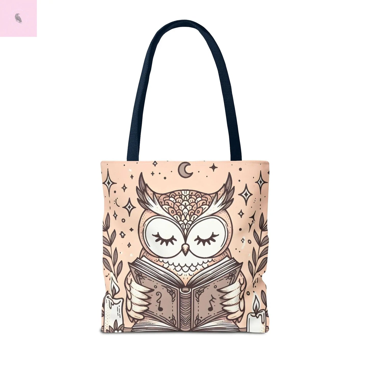 Reading lover Owl Tote Bag, Cute Animal Tote, Book Lover Gift, AOP Shopping Bag, Owl Art Bag, Eco-Friendly Carryall, gift for reader The flirty crow
