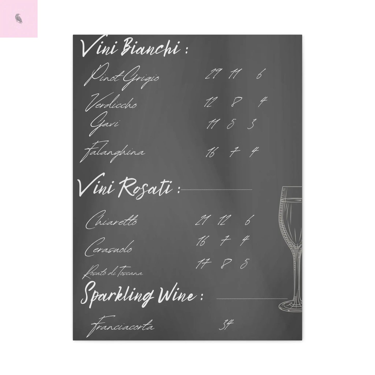 Chalkboard Wine Menu, Italian wine Canvas Art, Bar Decor, Wine List Wall Art, Kitchen Decor, Wine Lover Gift, Italian wine lover Printify