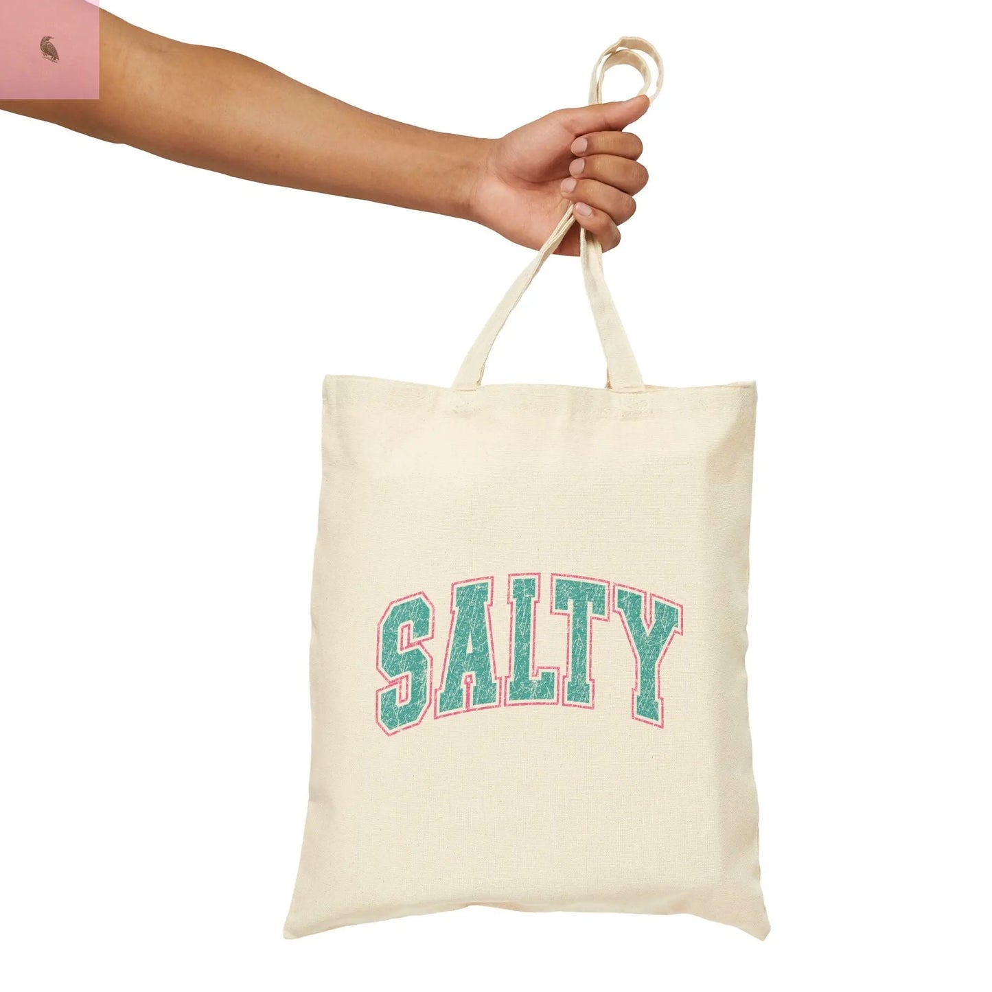 Beach bag. Salty Cotton Canvas Tote Bag. 15x16 the flirty crow