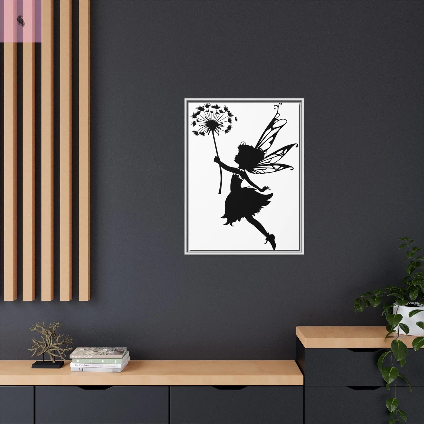Framed canvas Fairy Silhouette Wall Art, Fairy lover Home Decor, Whimsical Framed Canvas, Fairy Gift, Kids Room Decoration, Nursery Art The flirty crow