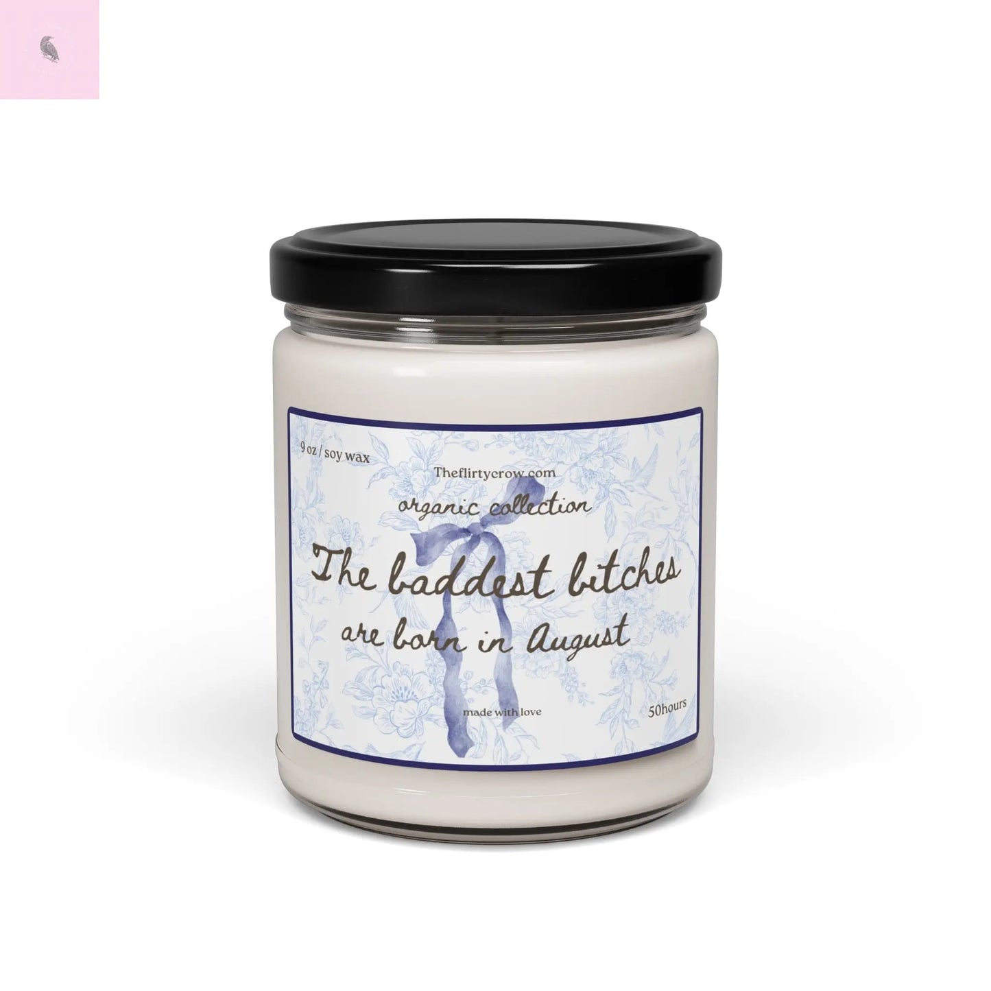 August Birthday Soy Candle, 9oz glass candle, Gift for her, coquette style, home decor, birthday gift The flirty crow