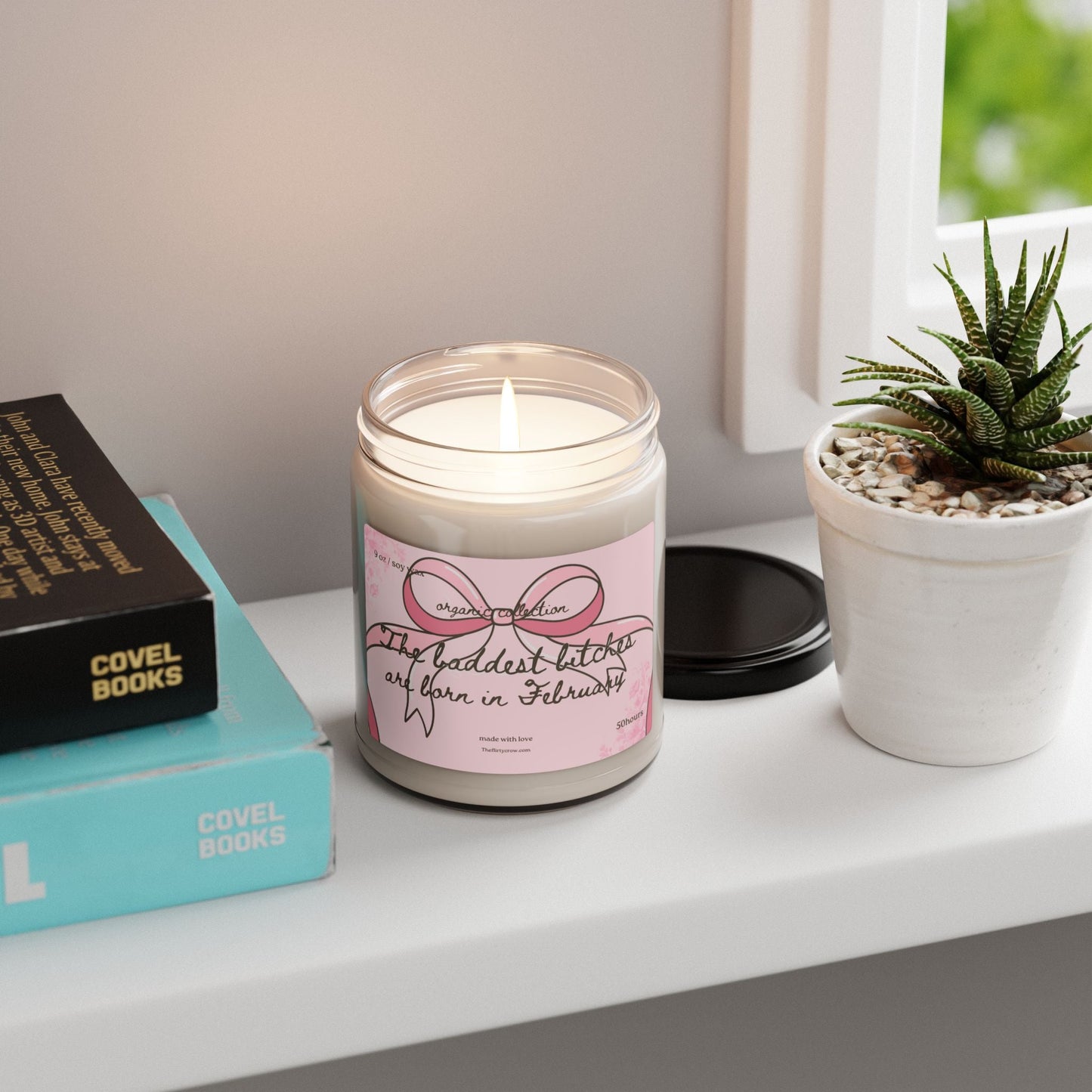 February Coquette Birthday candle, Gift for her, Vegan candle , February birthday gift, home decor, soy wax, home fragrance Printify