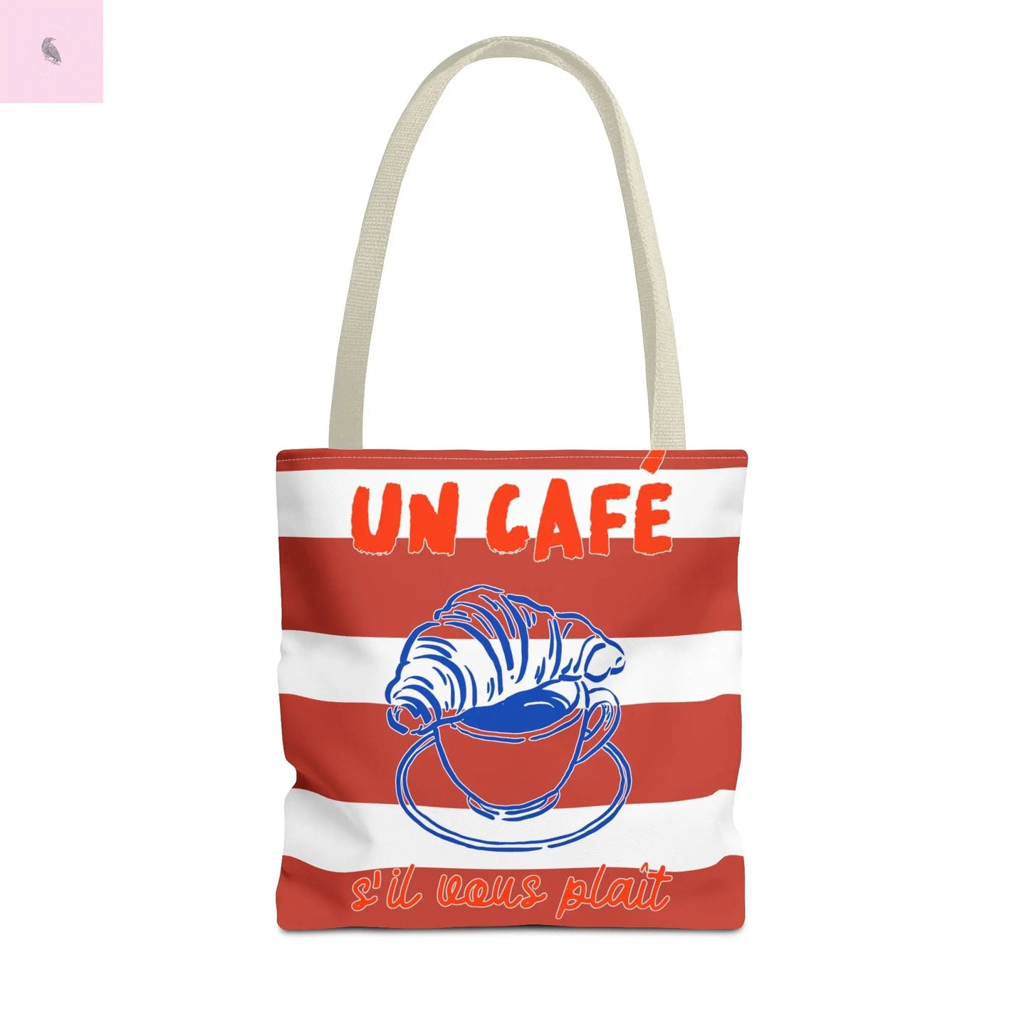 Café Tote Bag, Coffee Lover's bag, Croissant lover, Gift for her, Grocery tote, farmers market , Traveler gift, Artisan Design The flirty crow