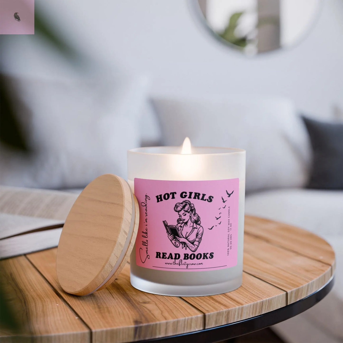 Hot Girls Read Books Frosted Glass Candle - 11oz Aromatherapy Candle for Book Lovers The flirty crow