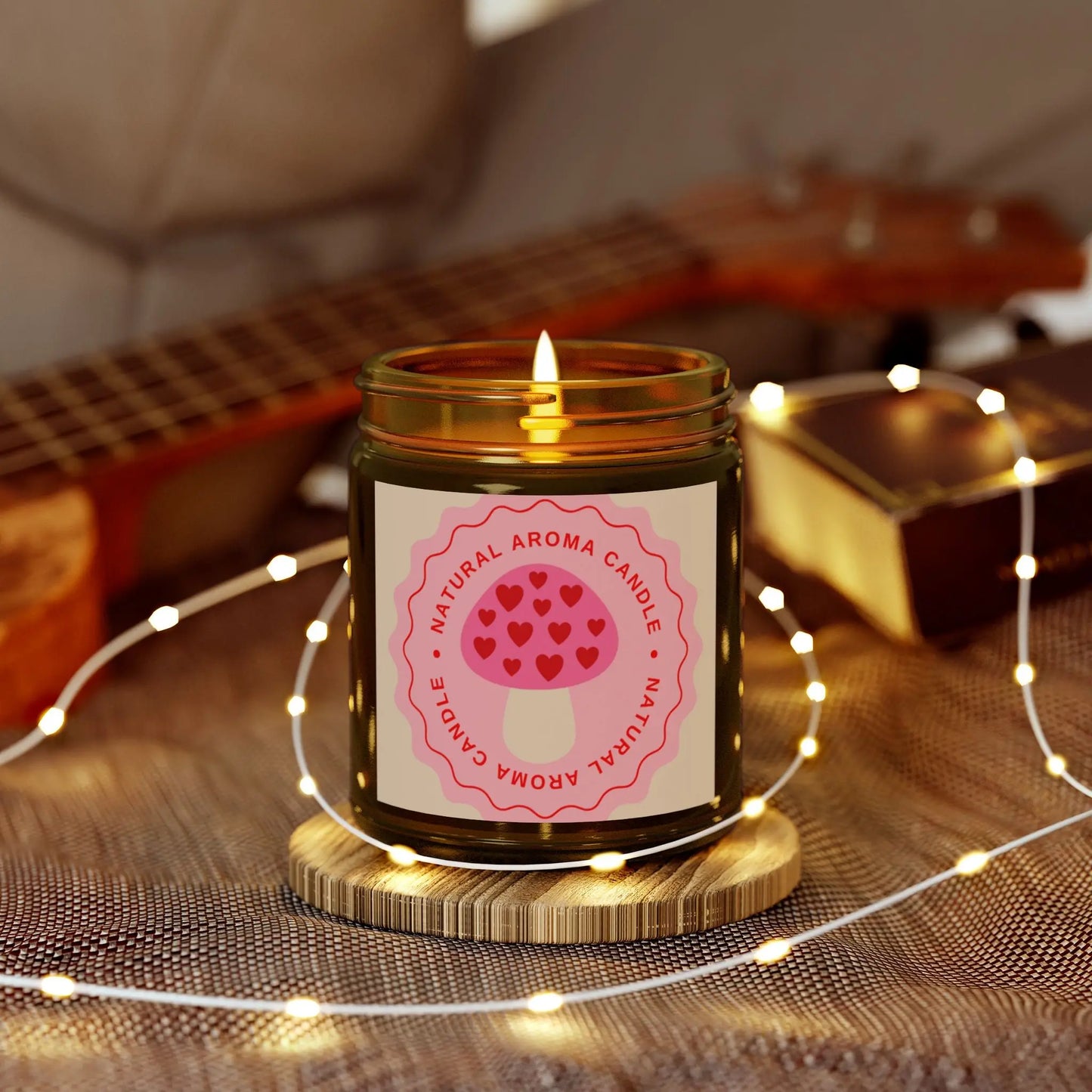 Mushroom retro Scented Candles, Coconut Apricot Wax (4oz, 9oz) the flirty crow