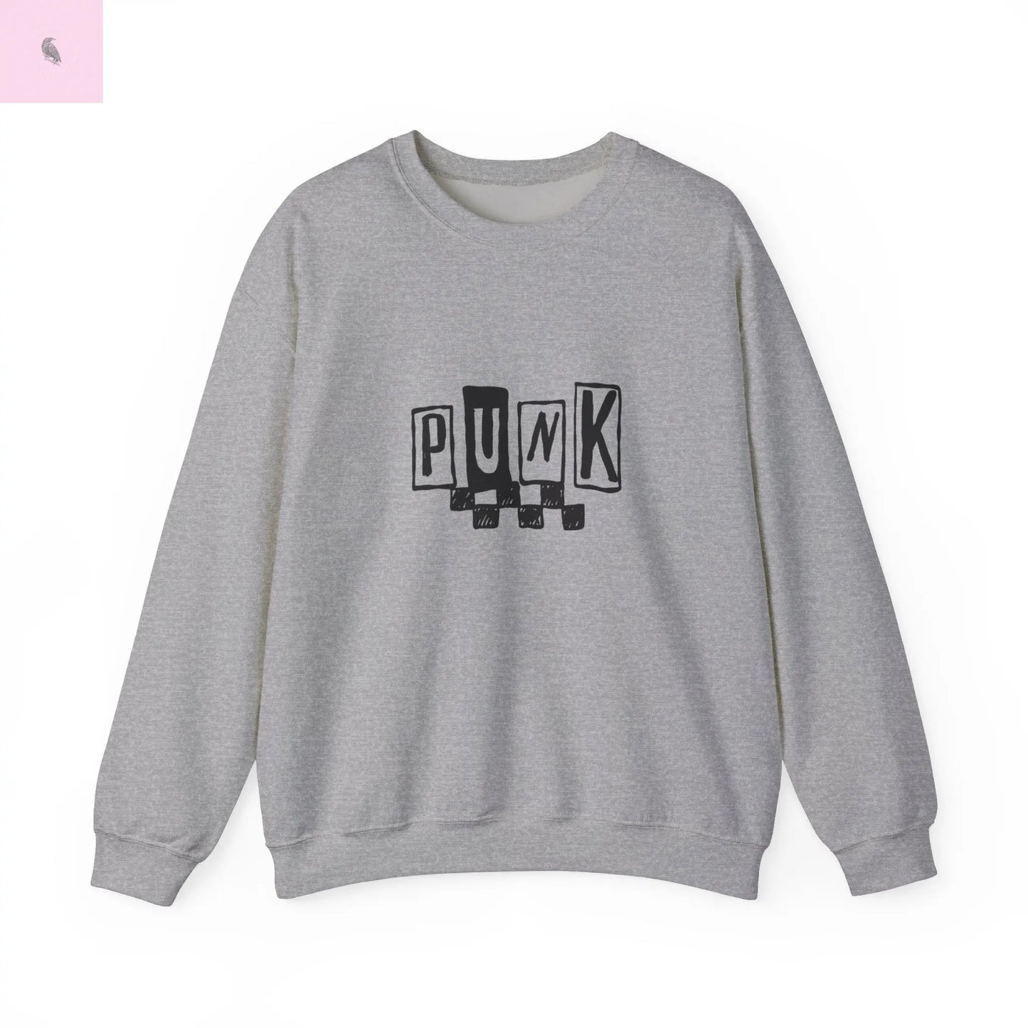 Punk Rock Sweatshirt, Trendy Crewneck unisex Fun Cotton Pullover, Cozy Streetwear Sweater, Soft Quality Grunge Top the flirty crow