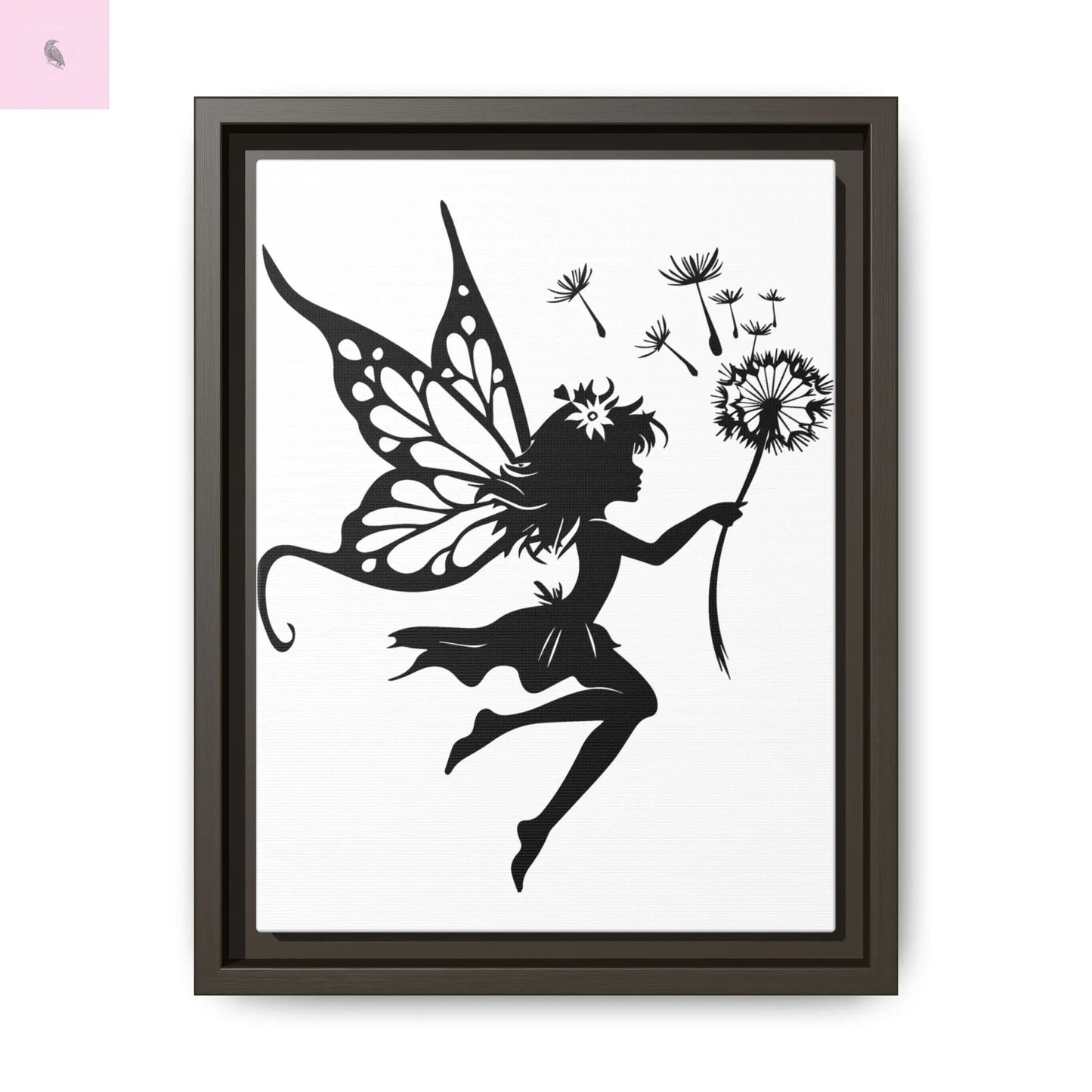 Framed Canvas Fairy Art, whimsical wall decor, nursery room art, gift for her The flirty crow
