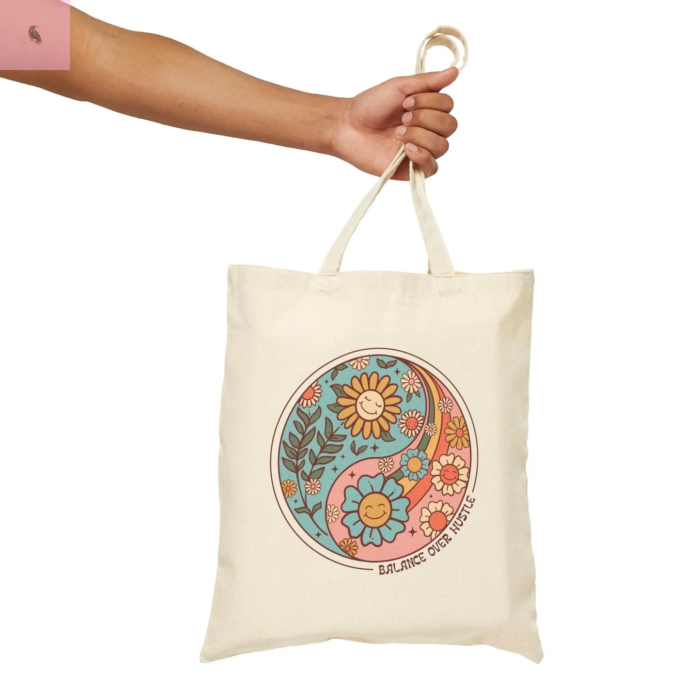 Balance over hustle retro fun Cotton Canvas Tote Bag the flirty crow