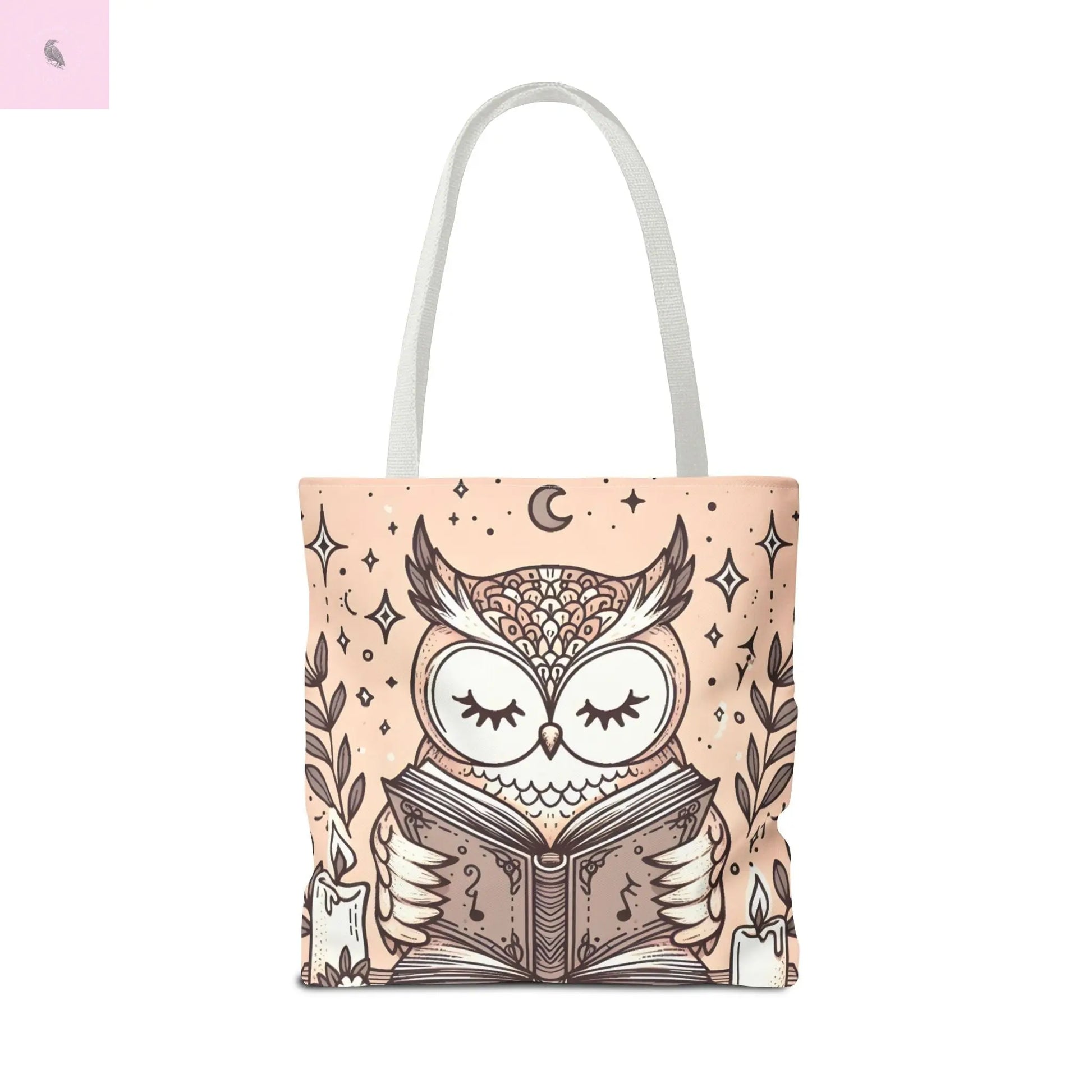 Reading lover  Owl Tote Bag, Cute Animal Tote, Book Lover Gift, AOP Shopping Bag, Owl Art Bag, Eco-Friendly Carryall, gift for reader The flirty crow
