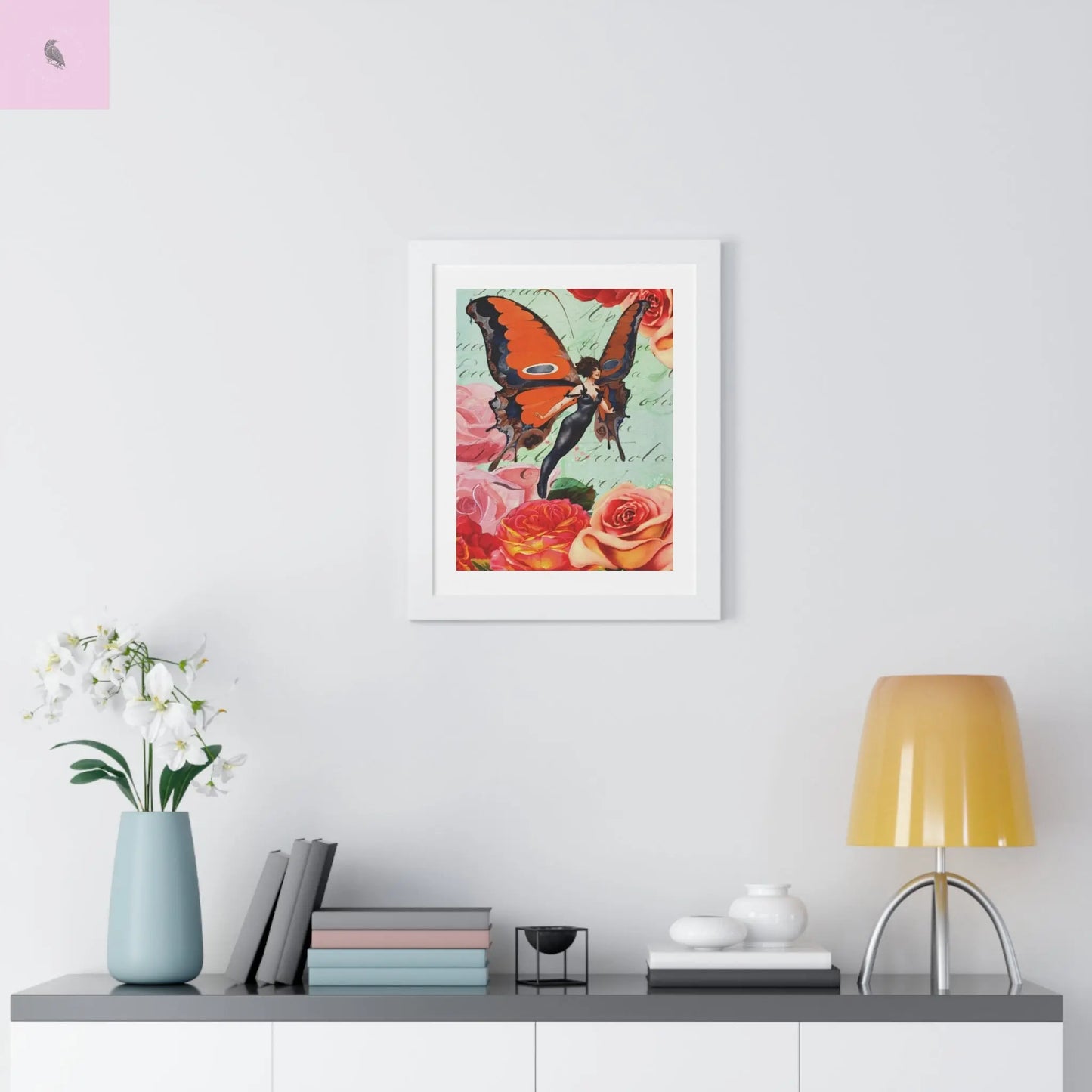 Vintage Butterfly Framed- Floral Wall Art - The flirty crow
