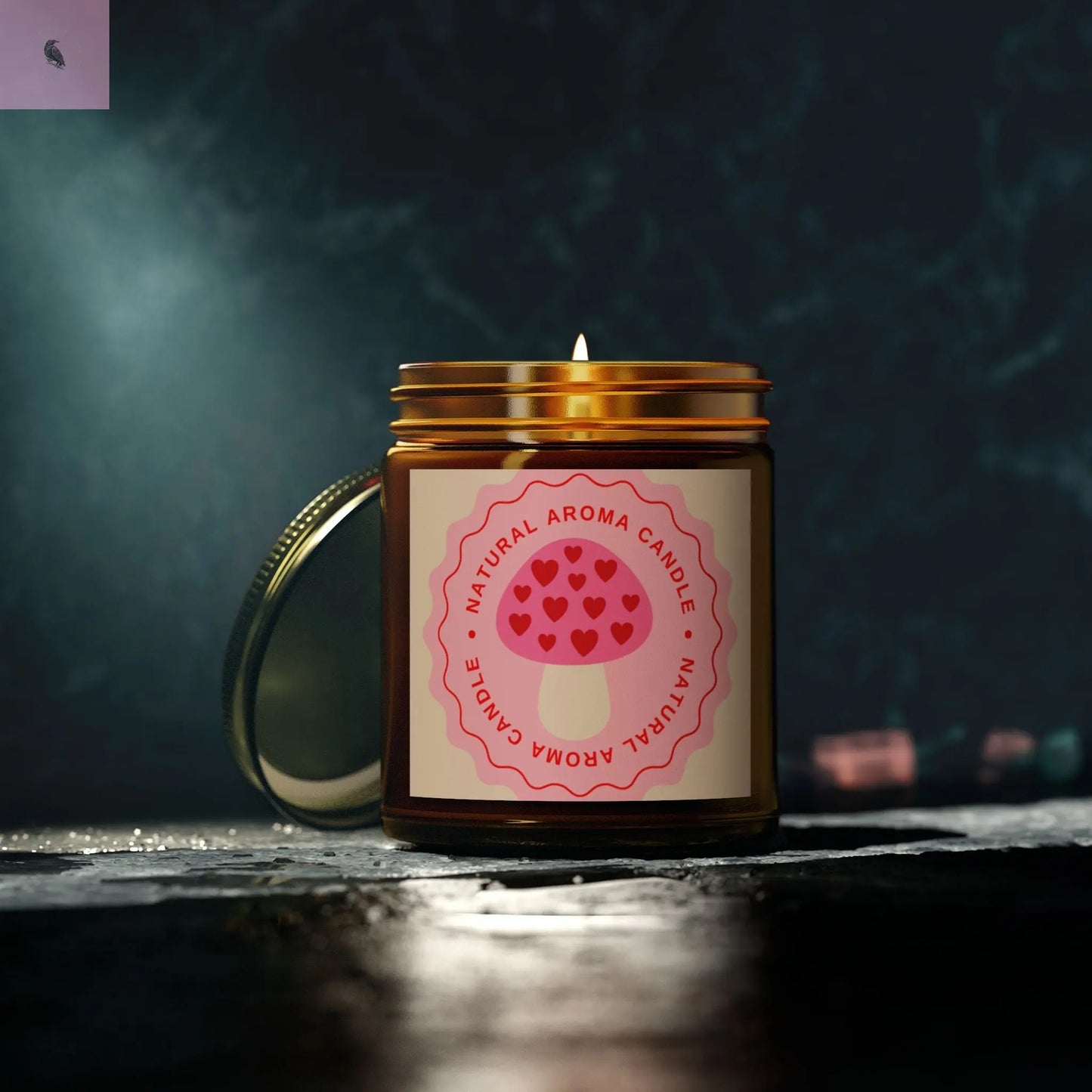 Mushroom retro Scented Candles, Coconut Apricot Wax (4oz, 9oz) the flirty crow