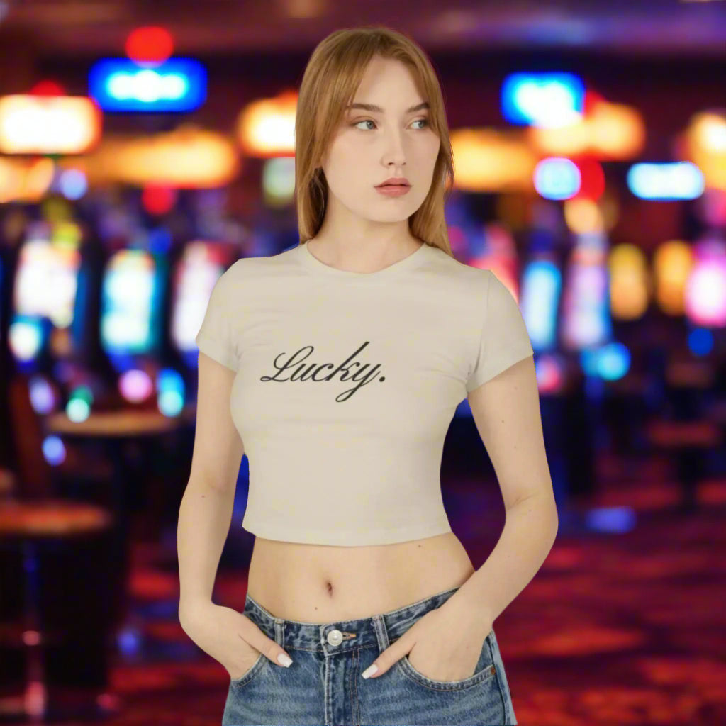Cropped Baby Tee - Lucky Womens Cotton the flirty crow