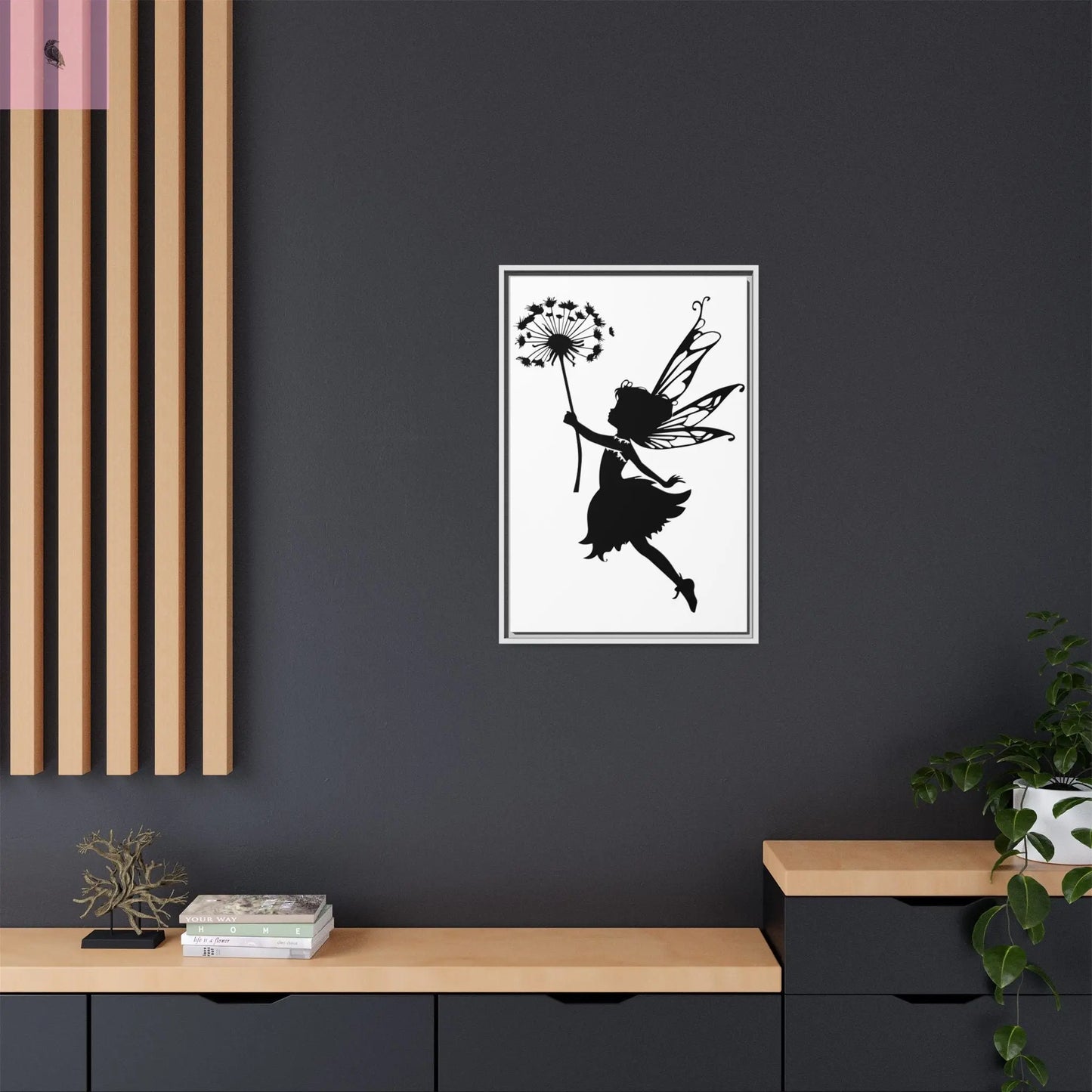 Framed canvas Fairy Silhouette Wall Art, Fairy lover Home Decor, Whimsical Framed Canvas, Fairy Gift, Kids Room Decoration, Nursery Art The flirty crow