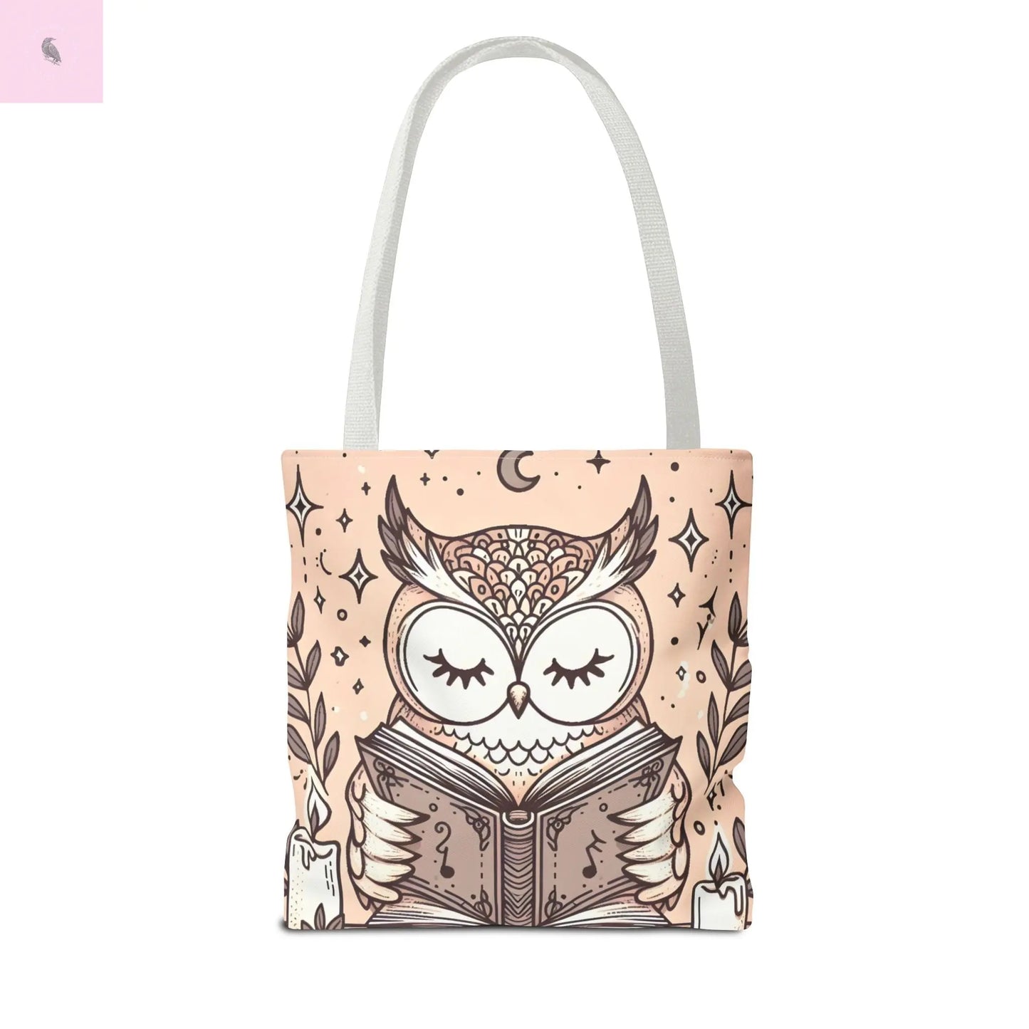 Reading lover Owl Tote Bag, Cute Animal Tote, Book Lover Gift, AOP Shopping Bag, Owl Art Bag, Eco-Friendly Carryall, gift for reader The flirty crow