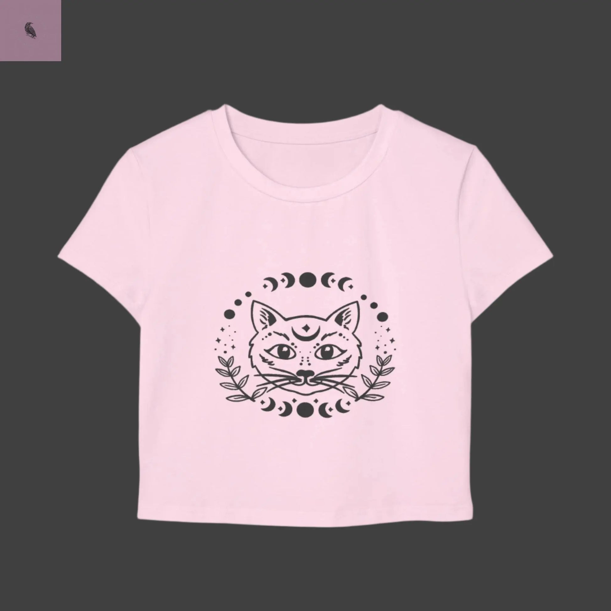 Mystical Cat Women's Baby Tee - Lunar Phases Design The flirty crow